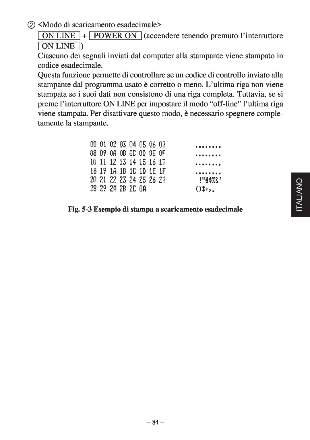 Star Micronics SP200F user manual Modo di scaricamento esadecimale 