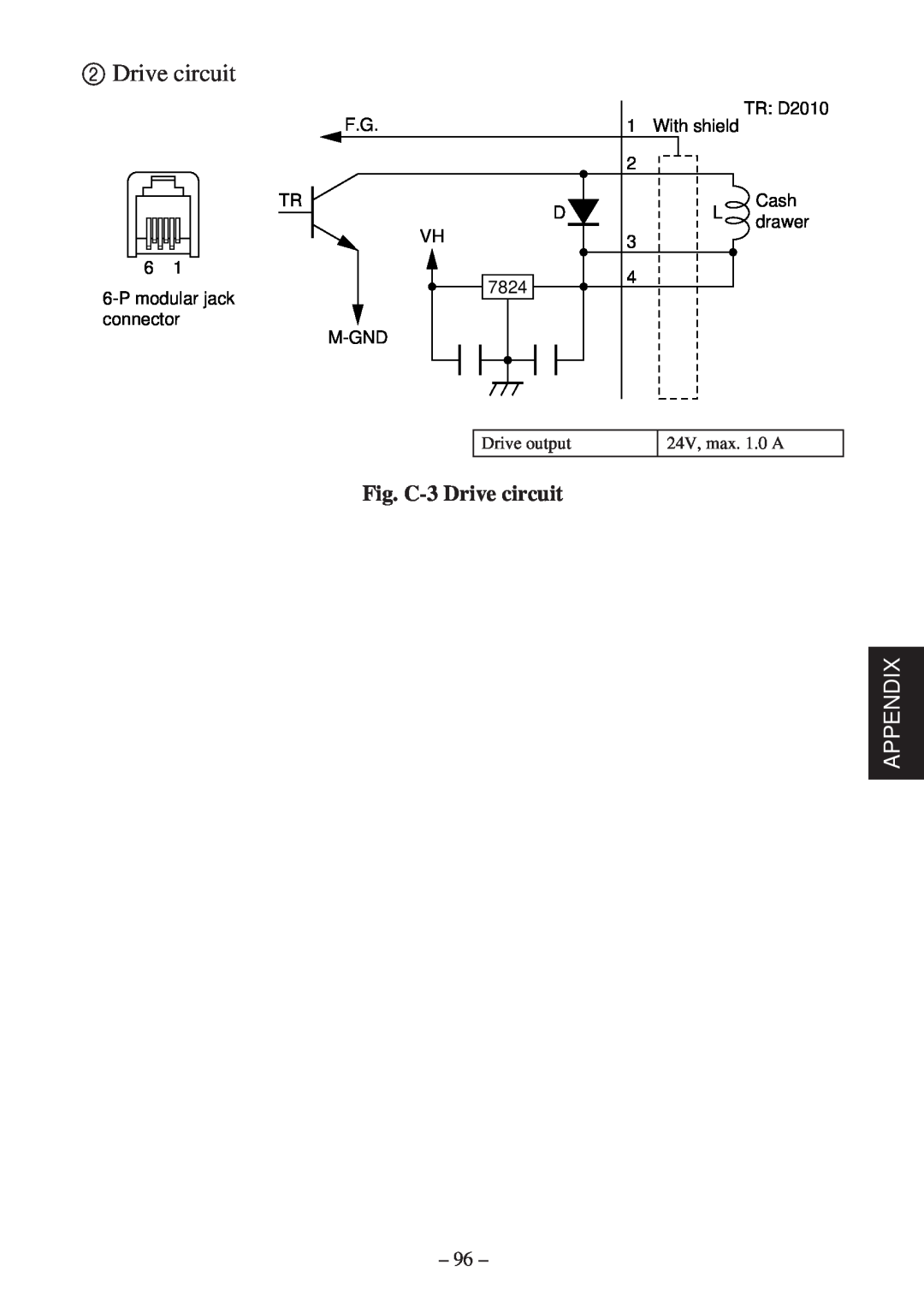 Star Micronics SP200F user manual Fig. C-3 Drive circuit, Appendix, drawer 