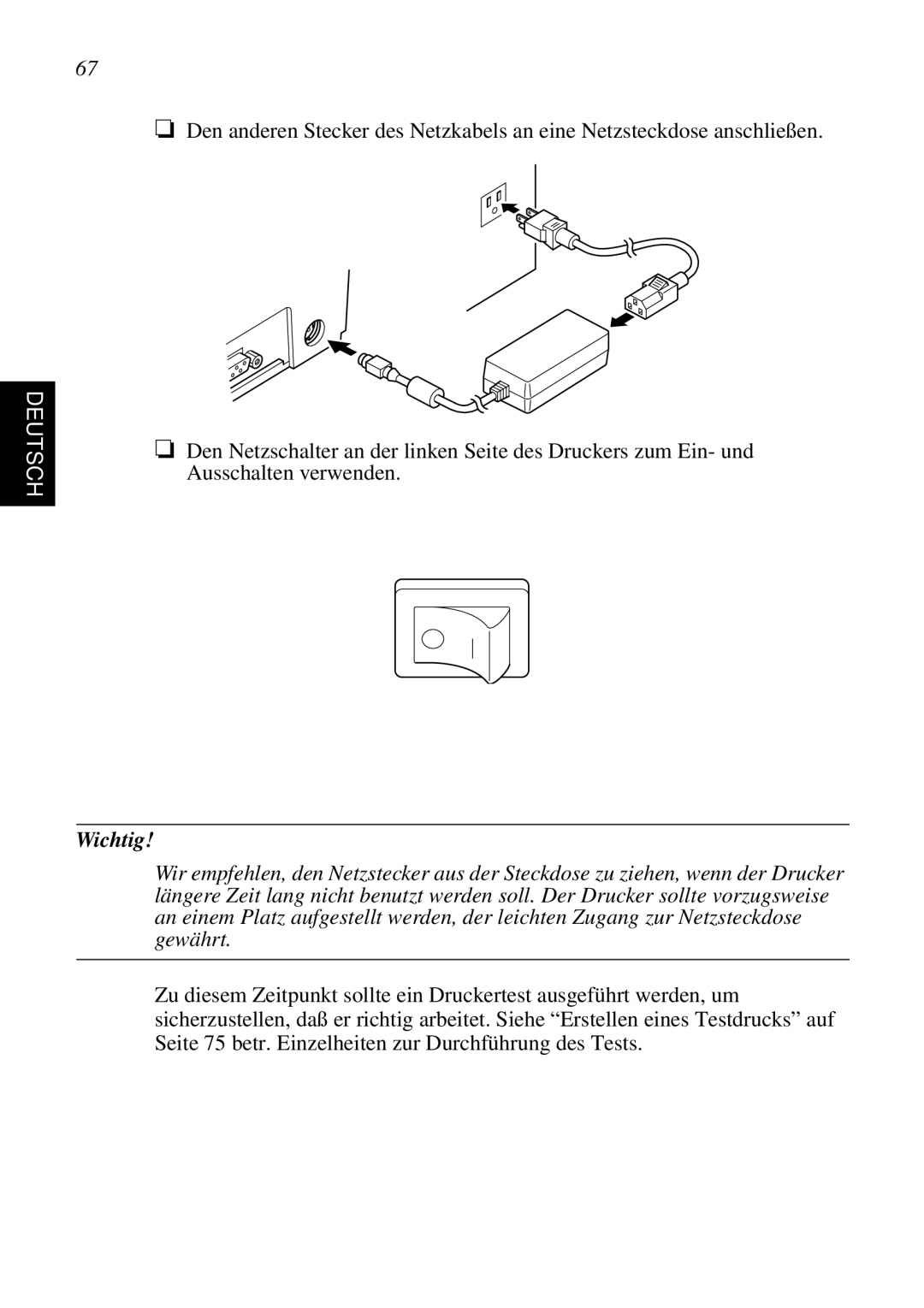 Star Micronics SP298 user manual Deutsch, Wichtig 