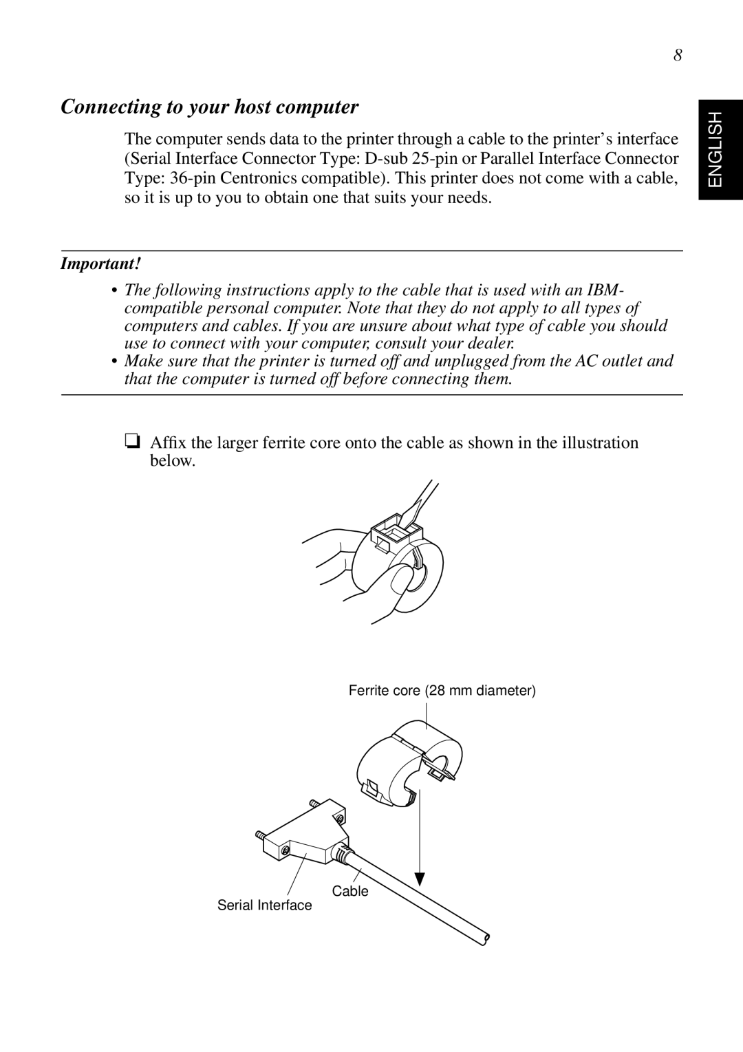 Star Micronics SP298 user manual Connecting to your host computer 