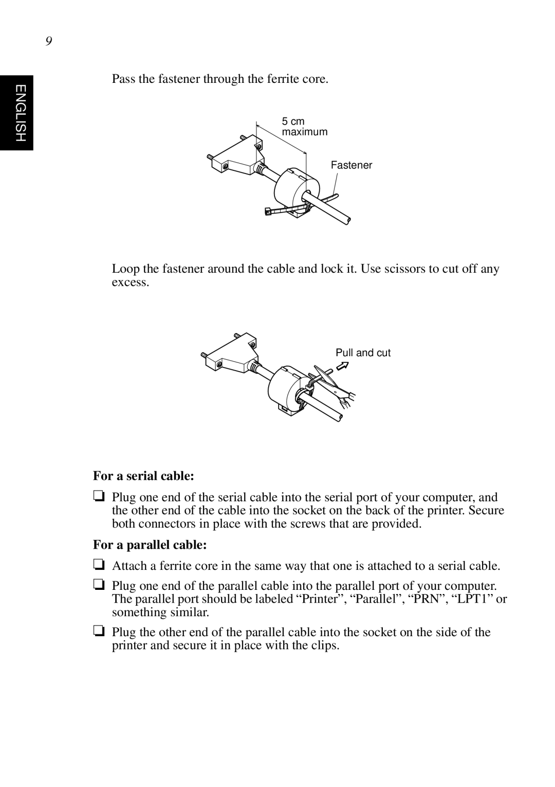 Star Micronics SP298 user manual For a serial cable 