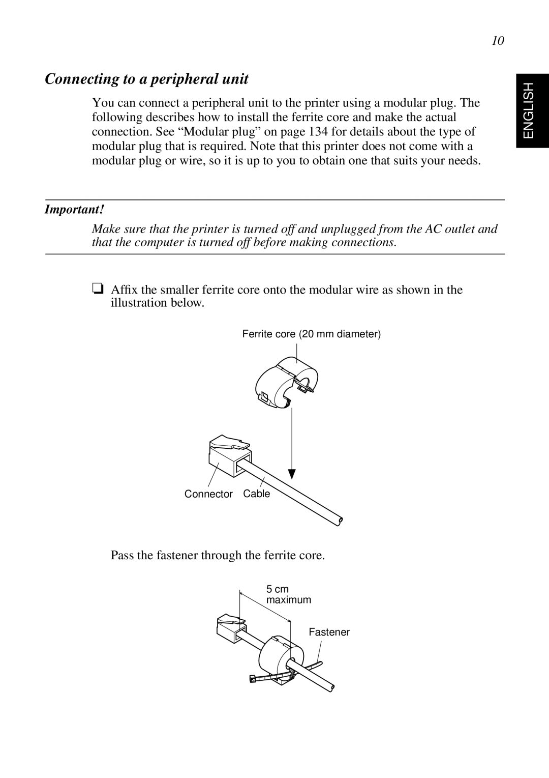 Star Micronics SP298 user manual Connecting to a peripheral unit 