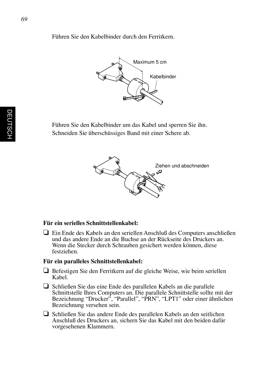 Star Micronics SP298 user manual Für ein serielles Schnittstellenkabel 