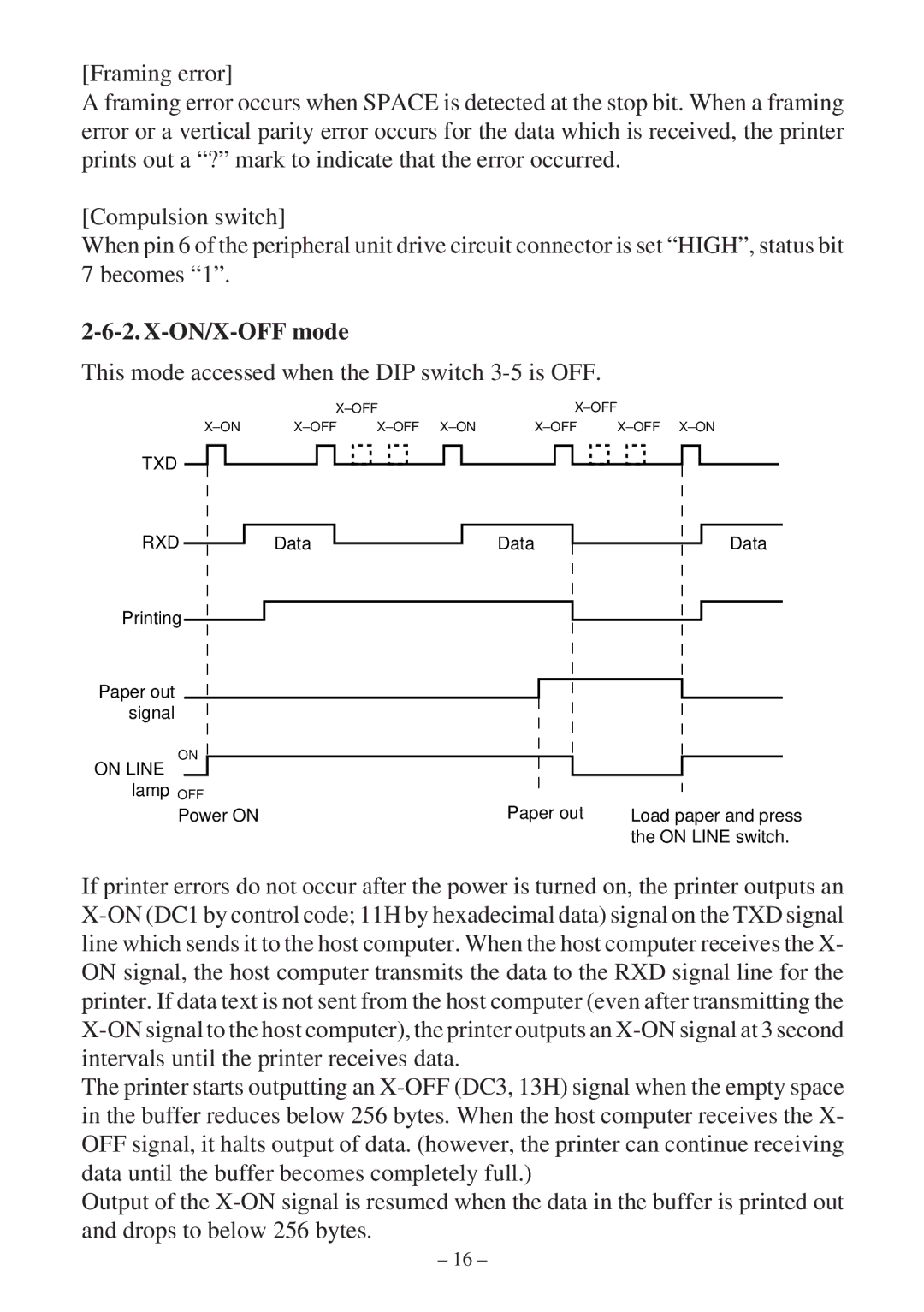 Star Micronics SP300 Series manual ON/X-OFF mode, This mode accessed when the DIP switch 3-5 is OFF 