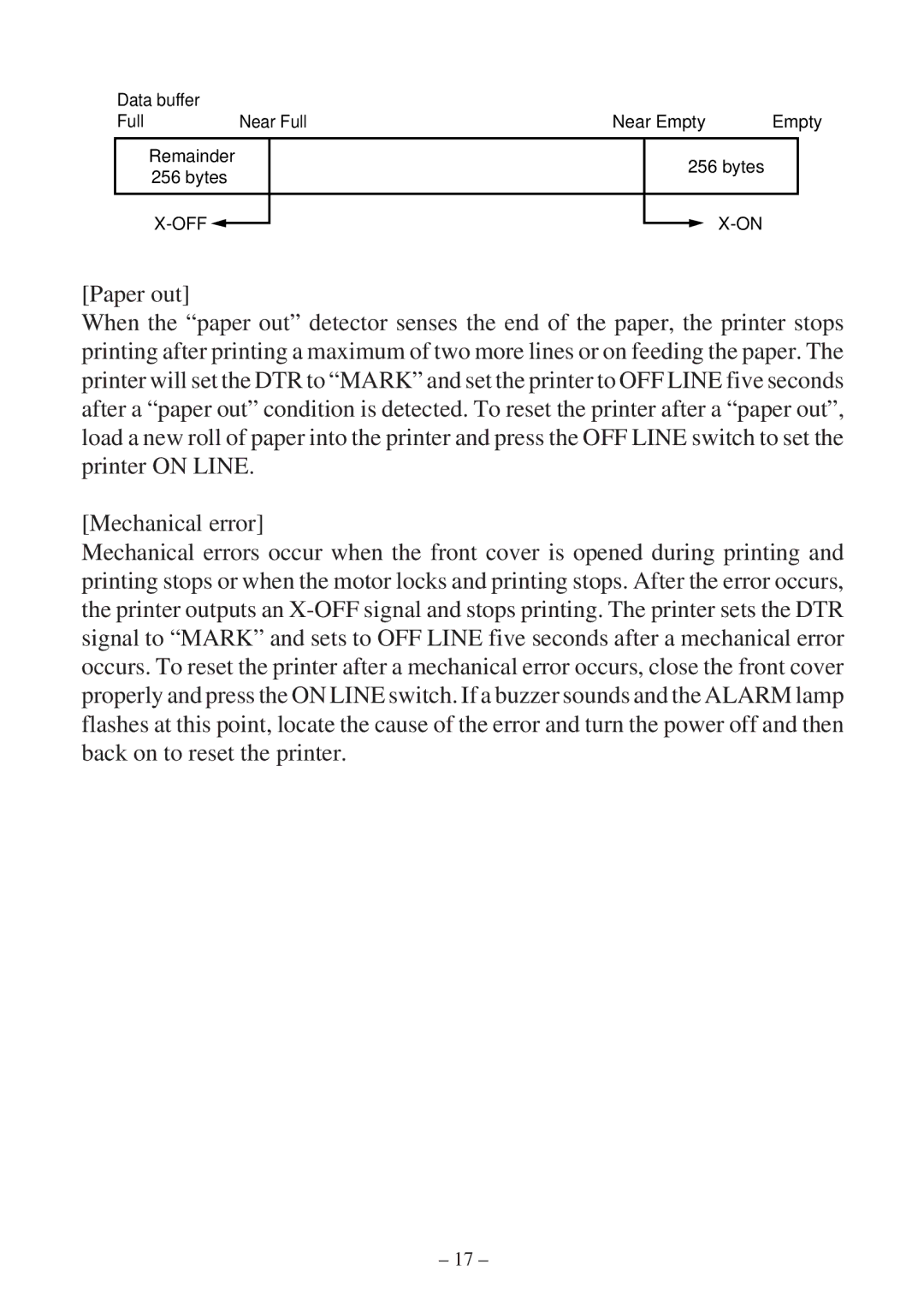 Star Micronics SP300 Series manual Off 