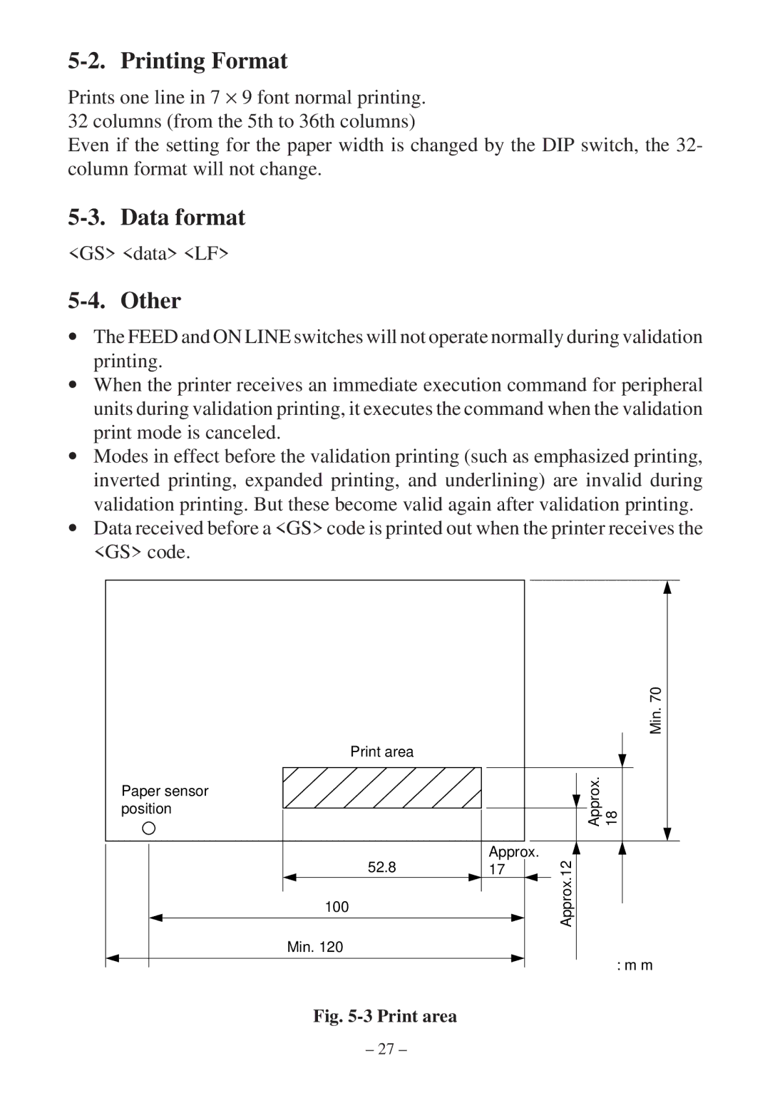 Star Micronics SP300 Series manual Printing Format, Data format, Other, GS data LF 