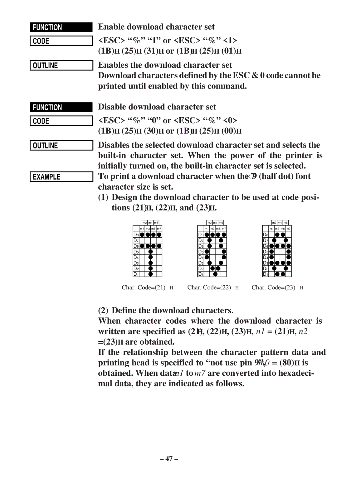 Star Micronics SP300 Series manual Code Outline Example 