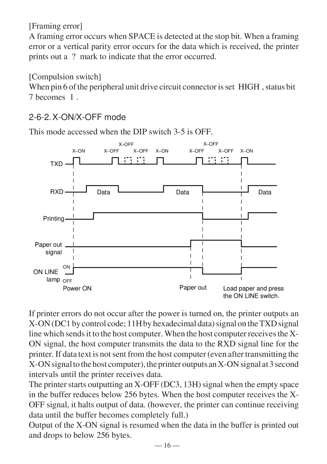 Star Micronics SP300 manual ON/X-OFF mode, This mode accessed when the DIP switch 3-5 is OFF 