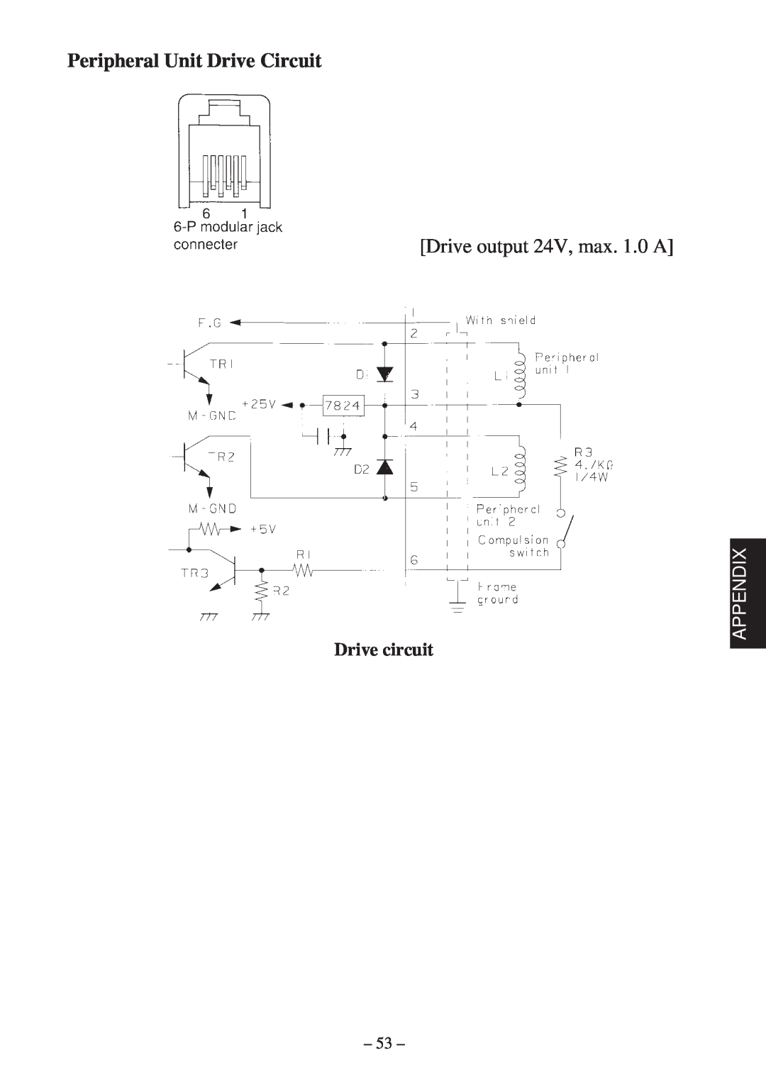 Star Micronics SP342F-A, SP312F manual Peripheral Unit Drive Circuit, Drive output 24V, max. 1.0 A, Appendix, Drive circuit 