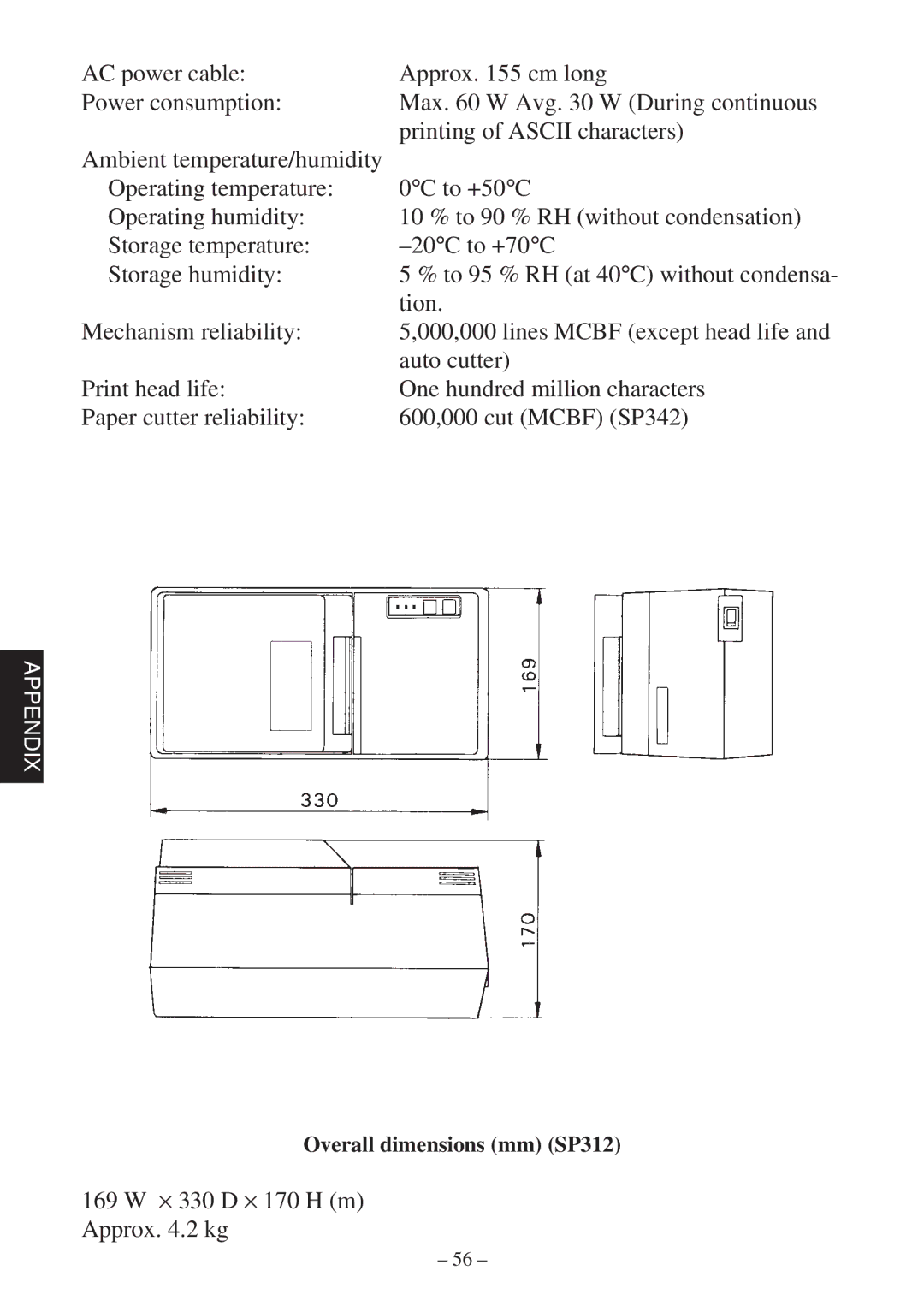 Star Micronics SP312F, SP342F-A manual Tion 