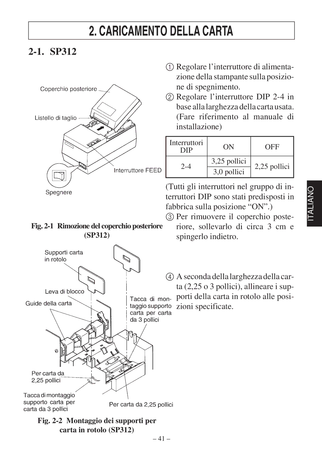 Star Micronics SP342F-A, SP312F manual Caricamento Della Carta 