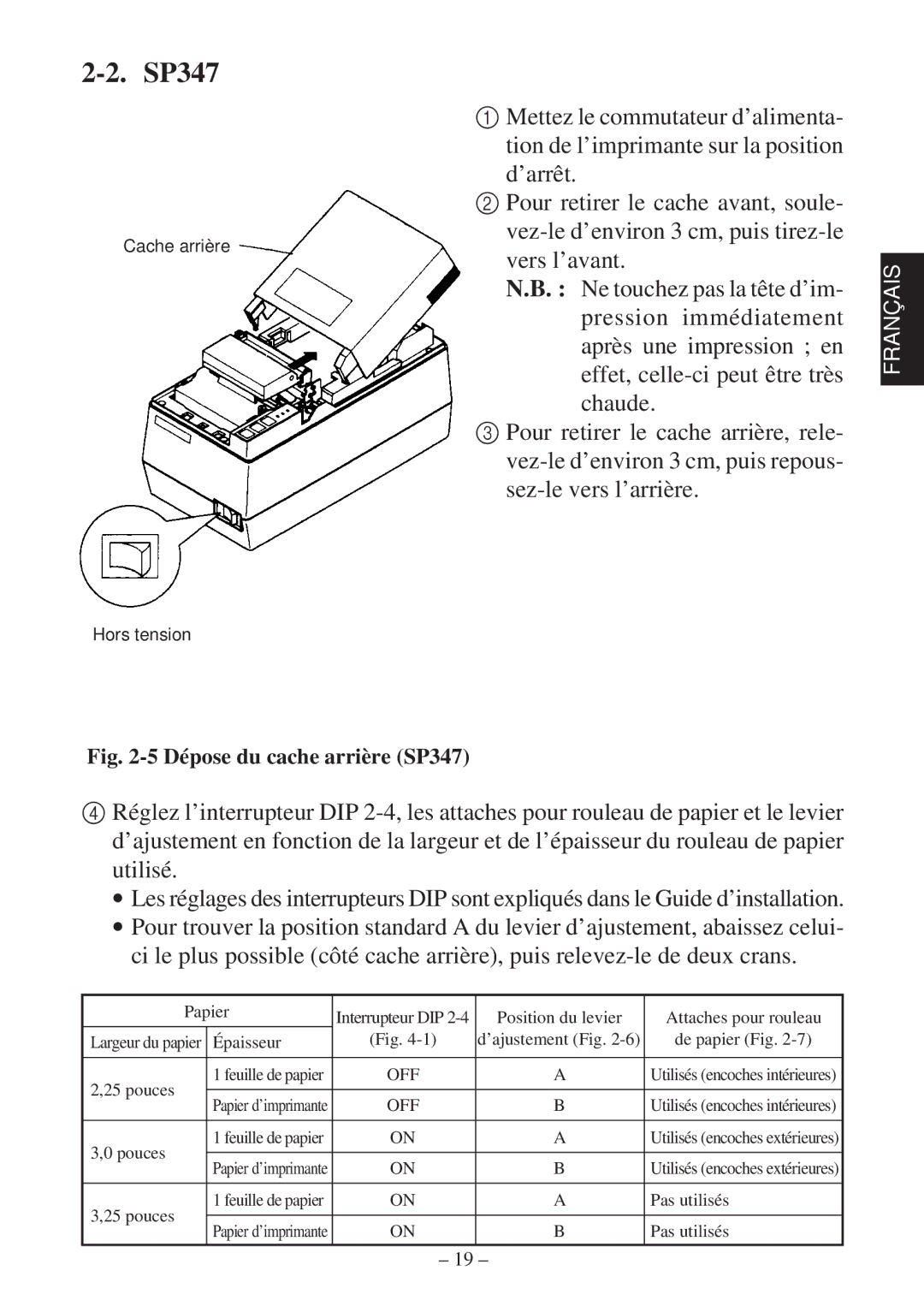 Star Micronics SP317 user manual Vez-le d’environ 3 cm, puis tirez-le vers l’avant, Pouces 