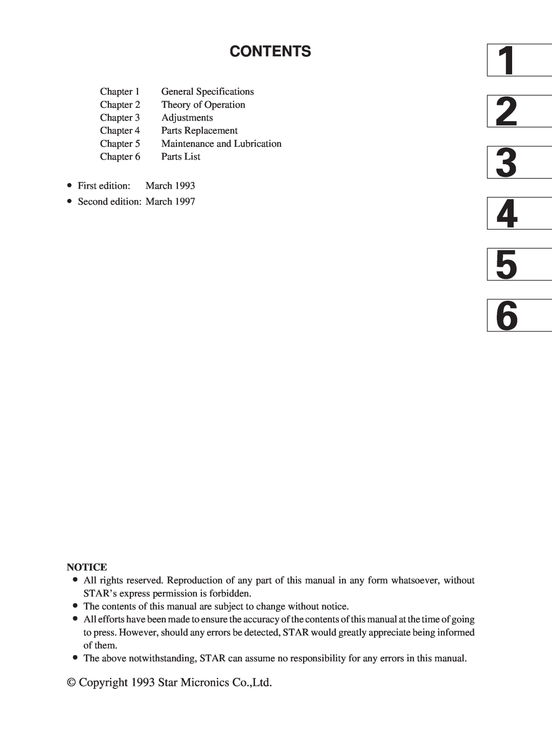 Star Micronics SP320S technical manual Contents 