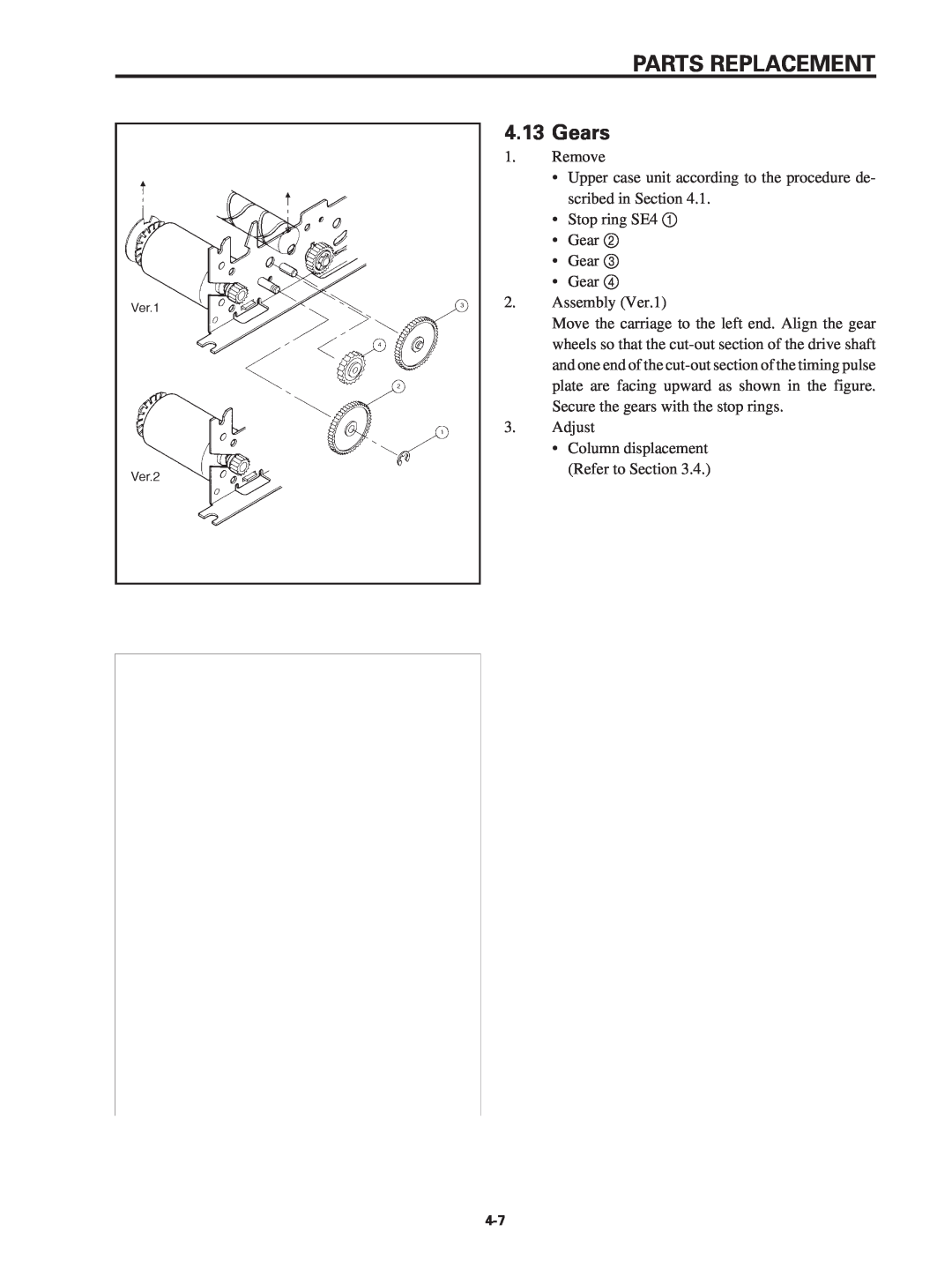 Star Micronics SP320S technical manual Gears, Parts Replacement 