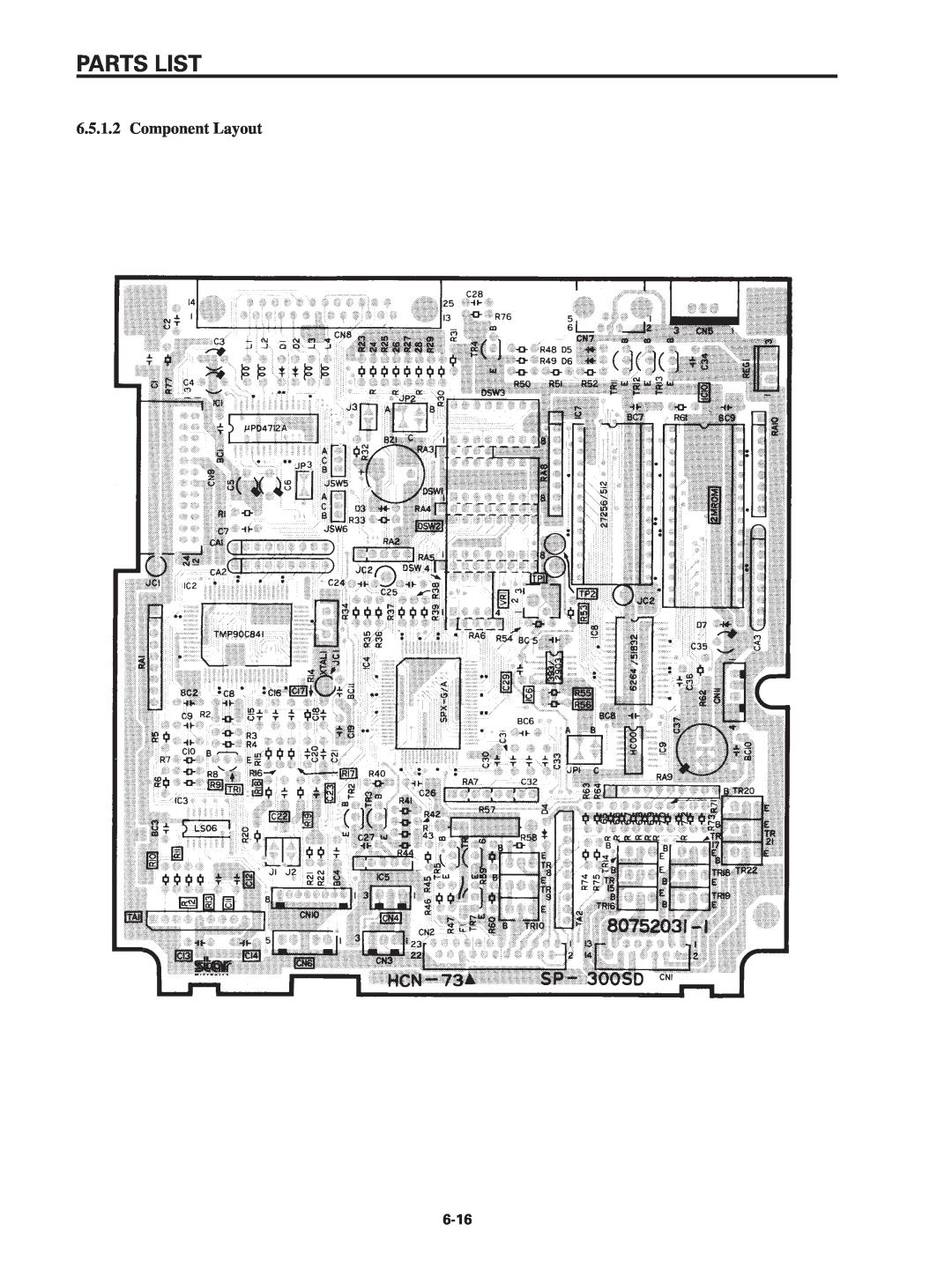 Star Micronics SP320S technical manual Parts List, Component Layout 