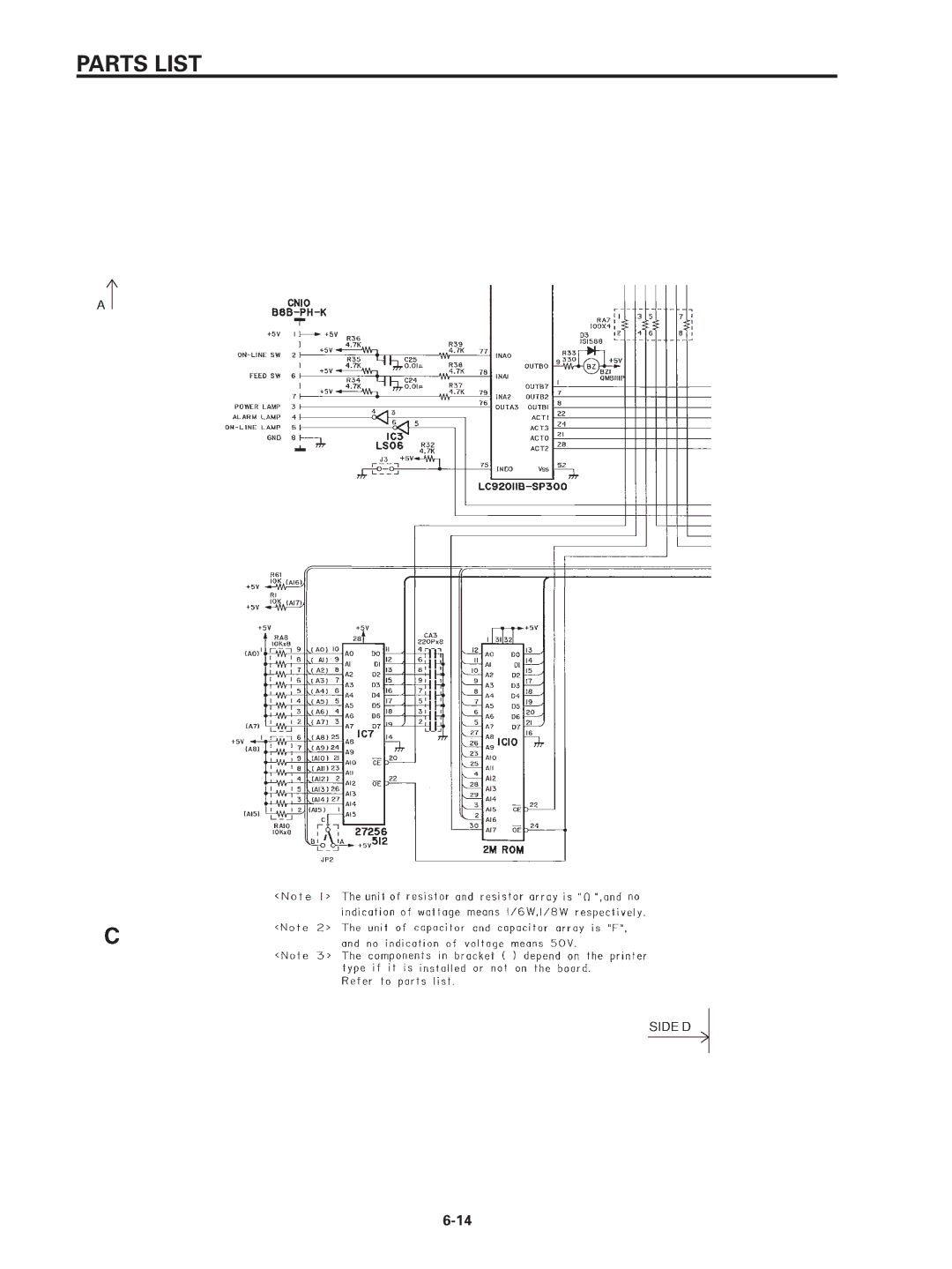 Star Micronics SP320S technical manual Parts List 