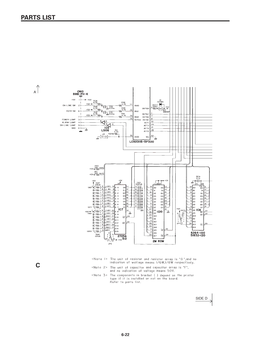 Star Micronics SP320S technical manual Parts List 