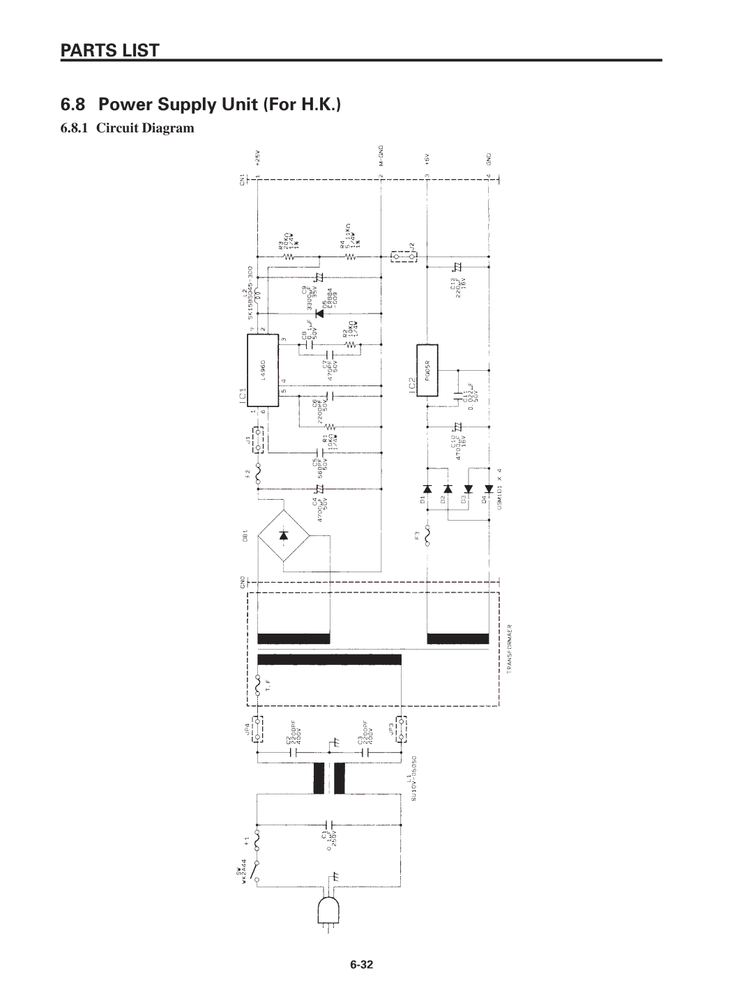 Star Micronics SP320S technical manual Power Supply Unit For H.K 