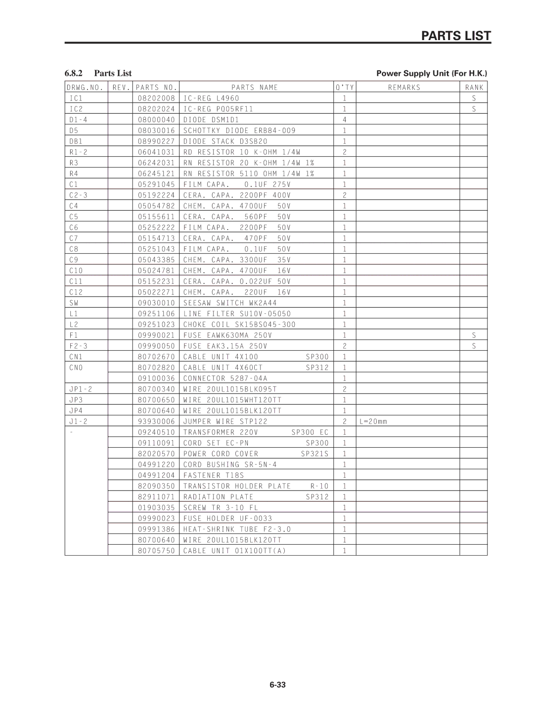 Star Micronics SP320S technical manual Schottky Diode ERB84-009 DB1 