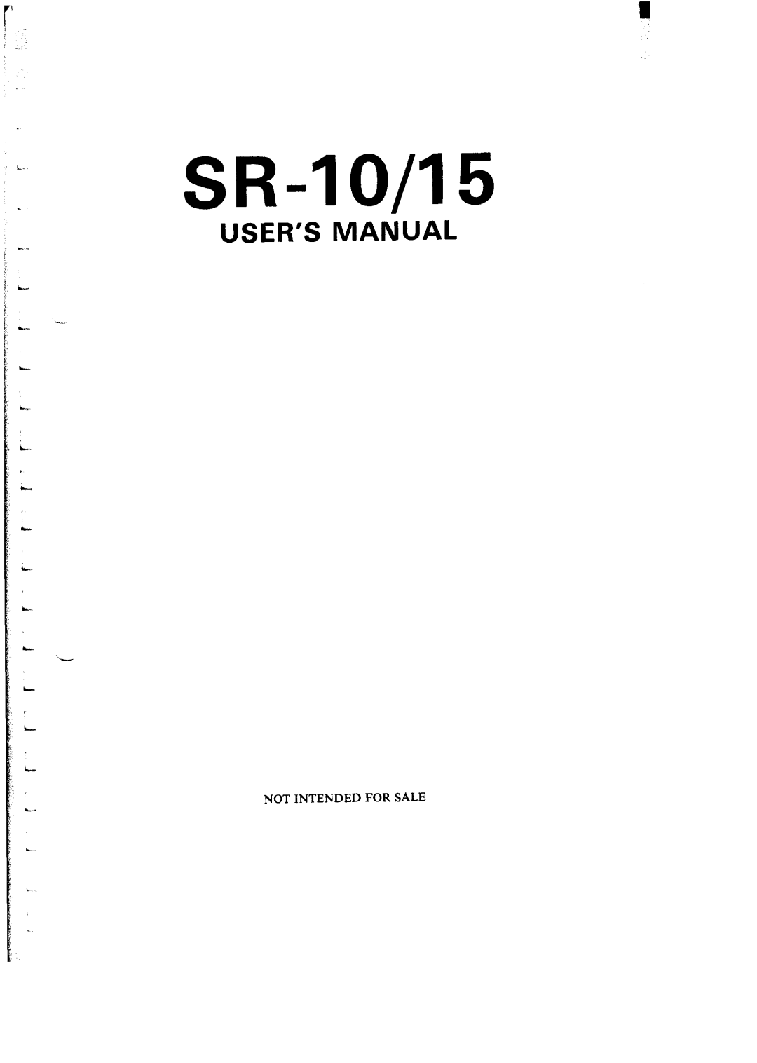 Star Micronics SR-10/I5 user manual SR-IO/I5, User’S Manual 