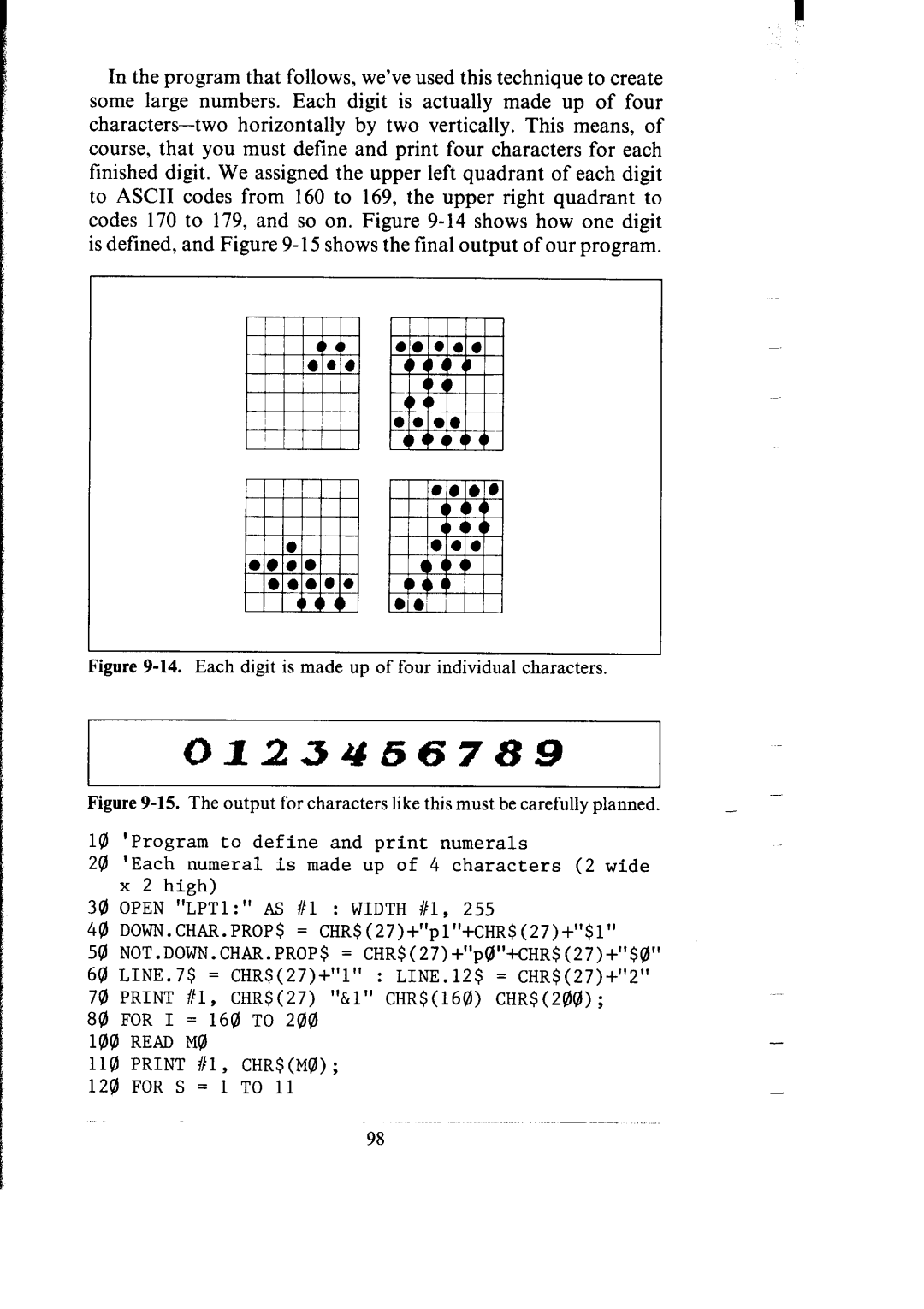 Star Micronics SR-10/I5 user manual Program to define and print numerals 