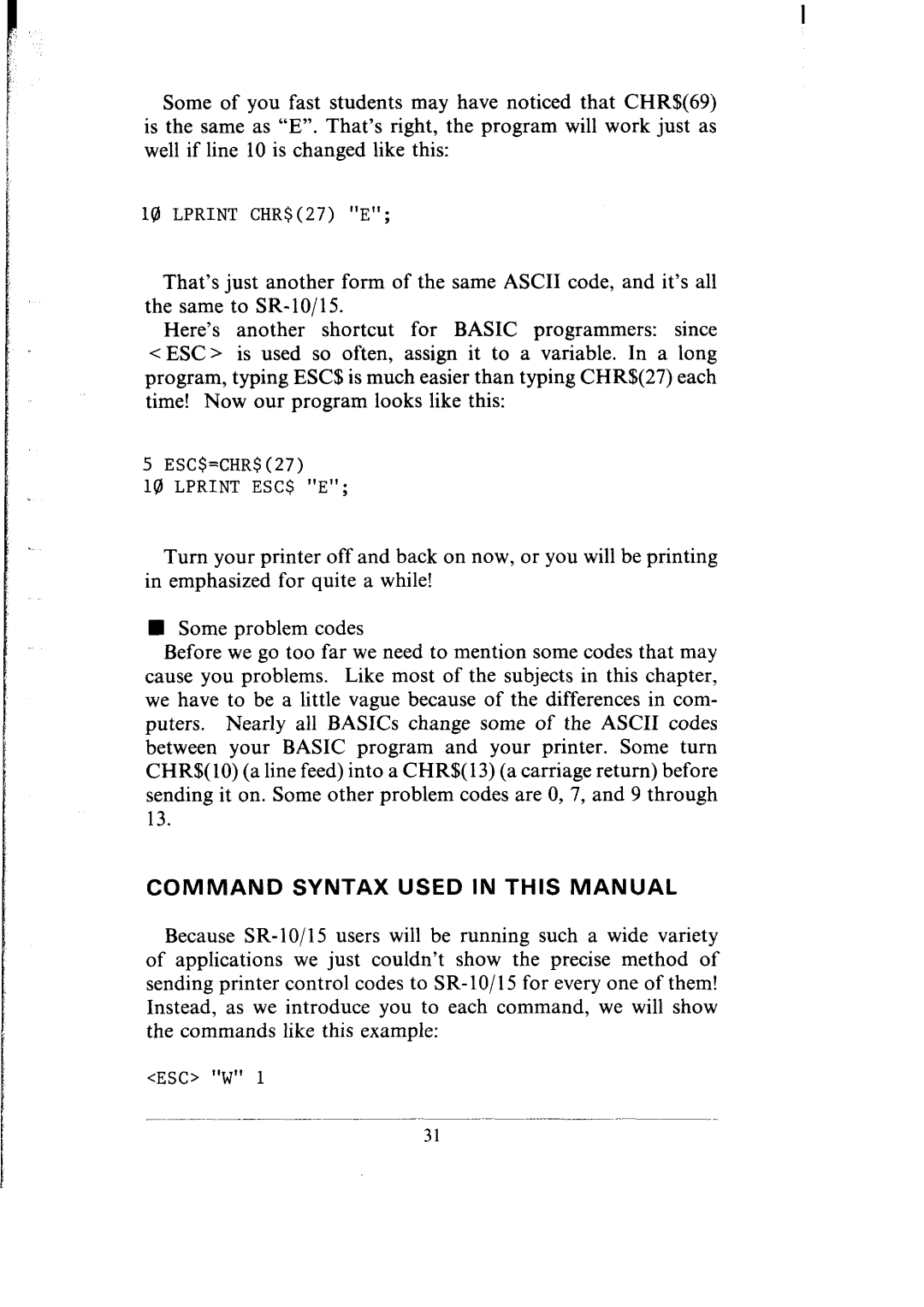 Star Micronics SR-10/I5 user manual Command Syntax Used In This Manual 