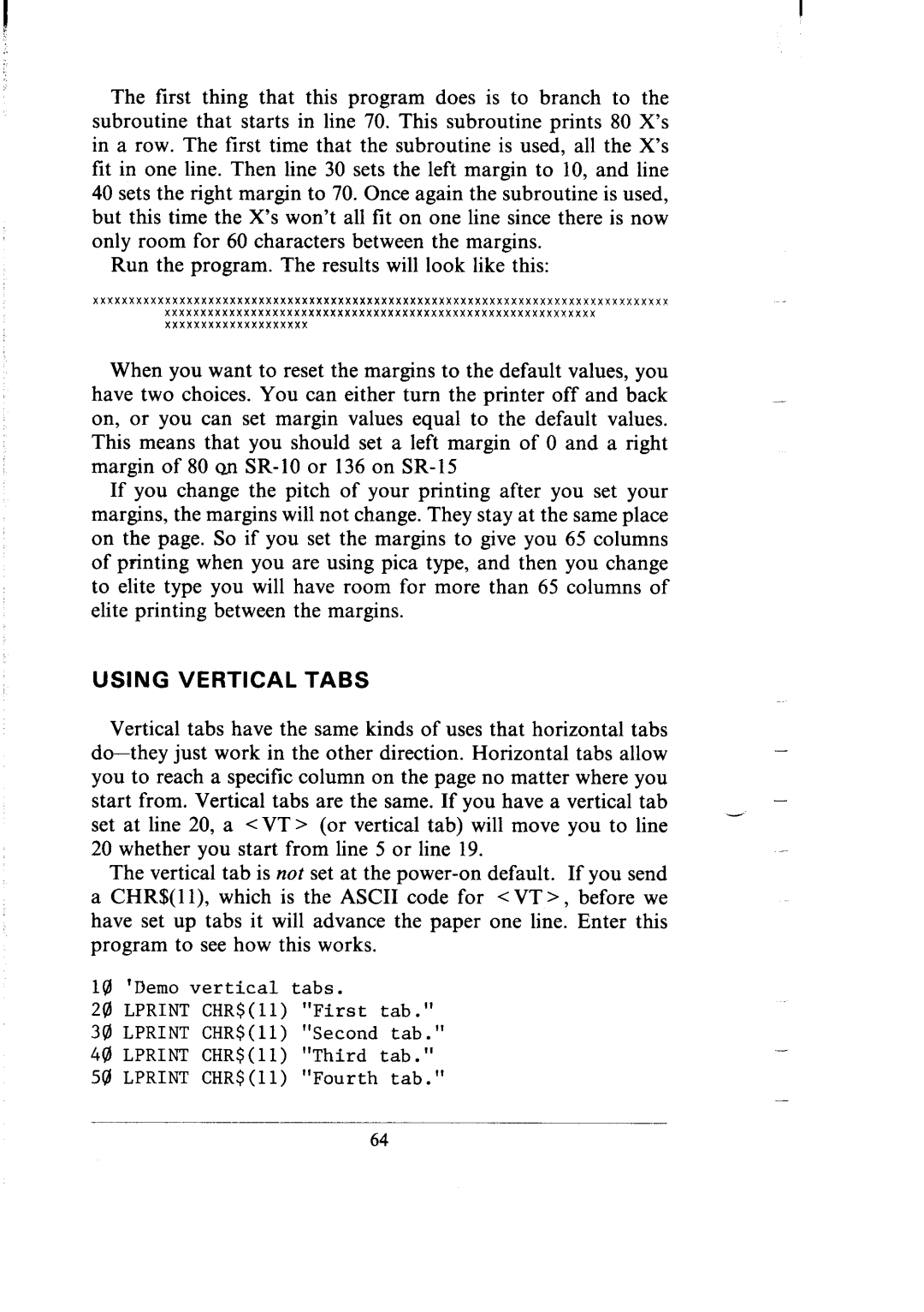 Star Micronics SR-10/I5 user manual Using Vertical Tabs 