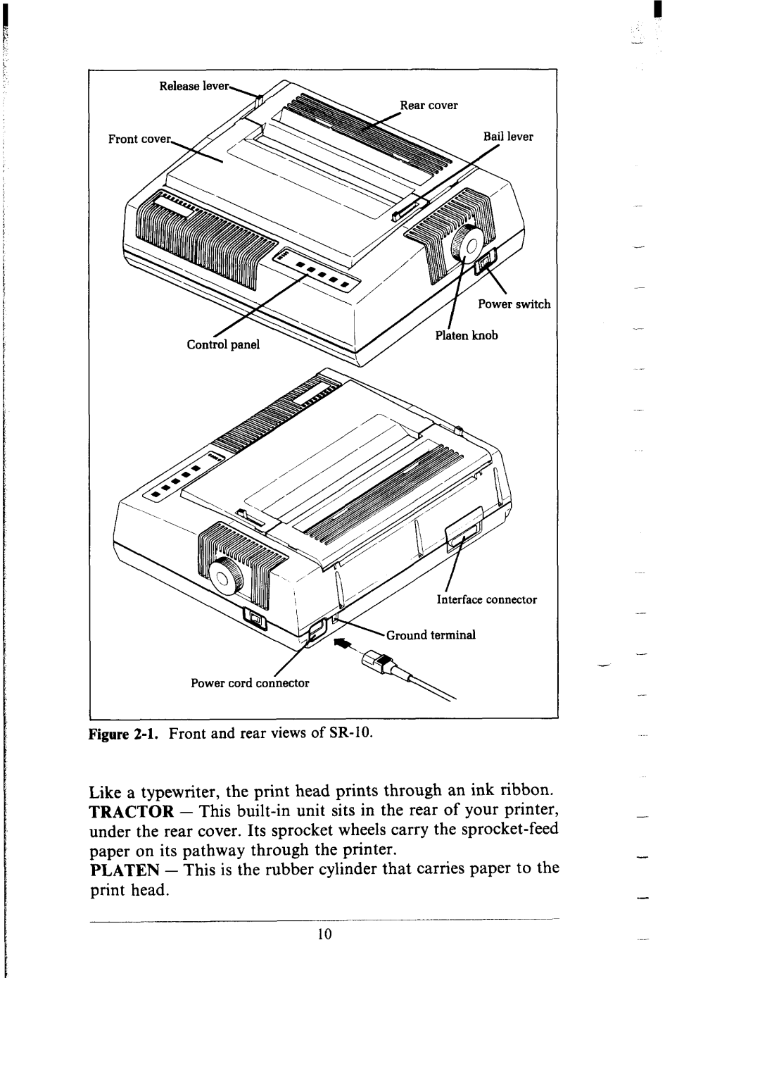 Star Micronics SR-10/I5 user manual Front and rear views of SR-IO 