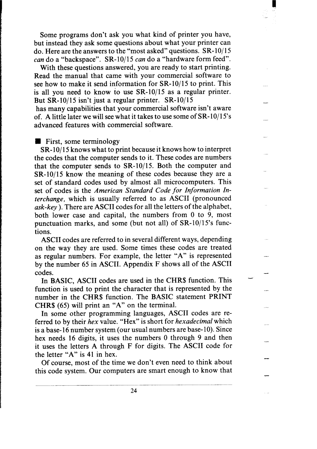 Star Micronics SR-10/I5 user manual 