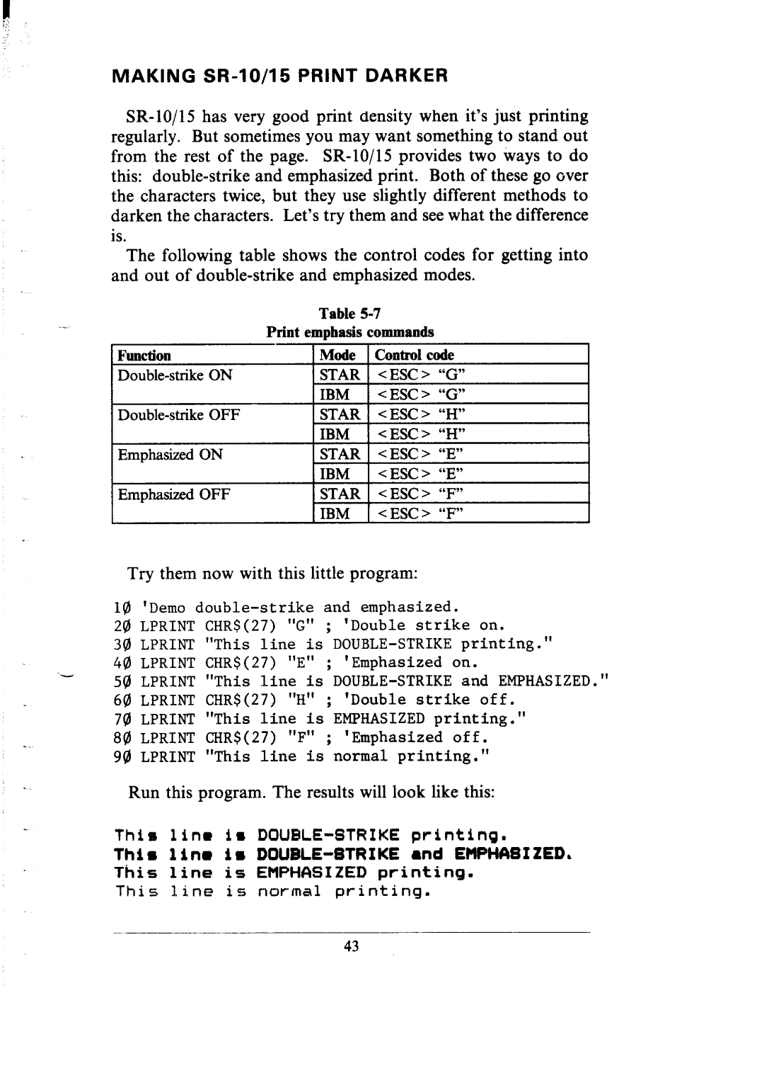 Star Micronics SR-10/I5 user manual Making SR-lo/15 Print Darker 