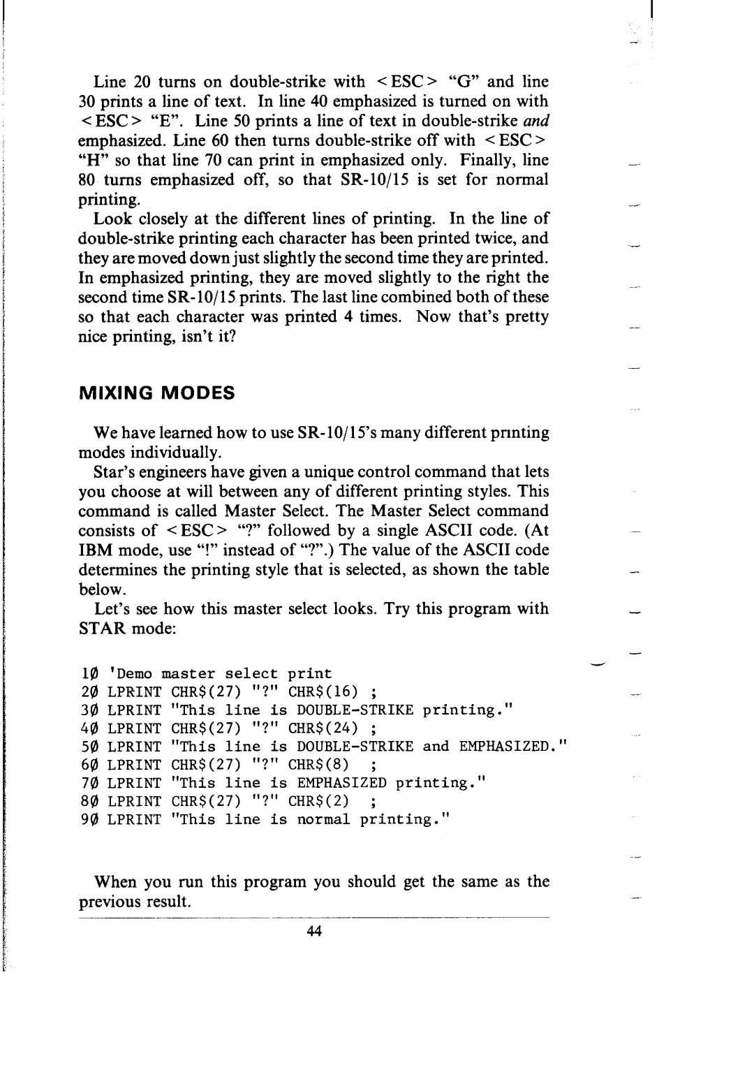 Star Micronics SR-10/I5 user manual Mixing Modes 