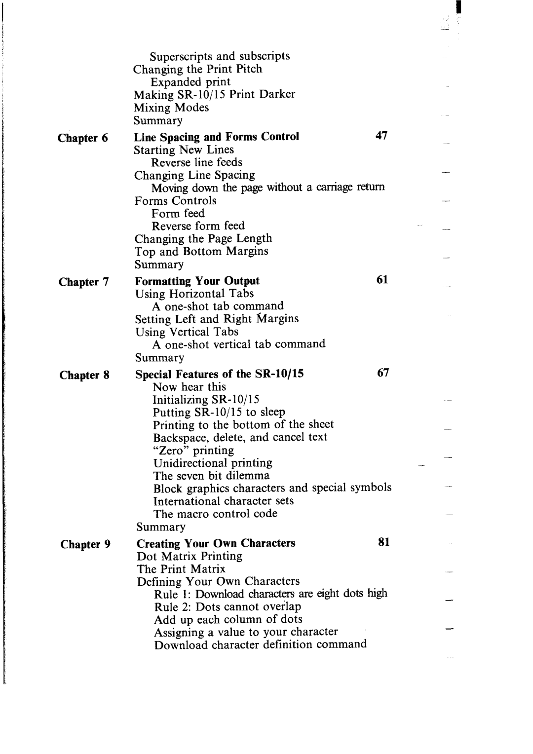 Star Micronics SR-10/I5 user manual Form Feed Reverse Changing Length Top Bottom Margins 