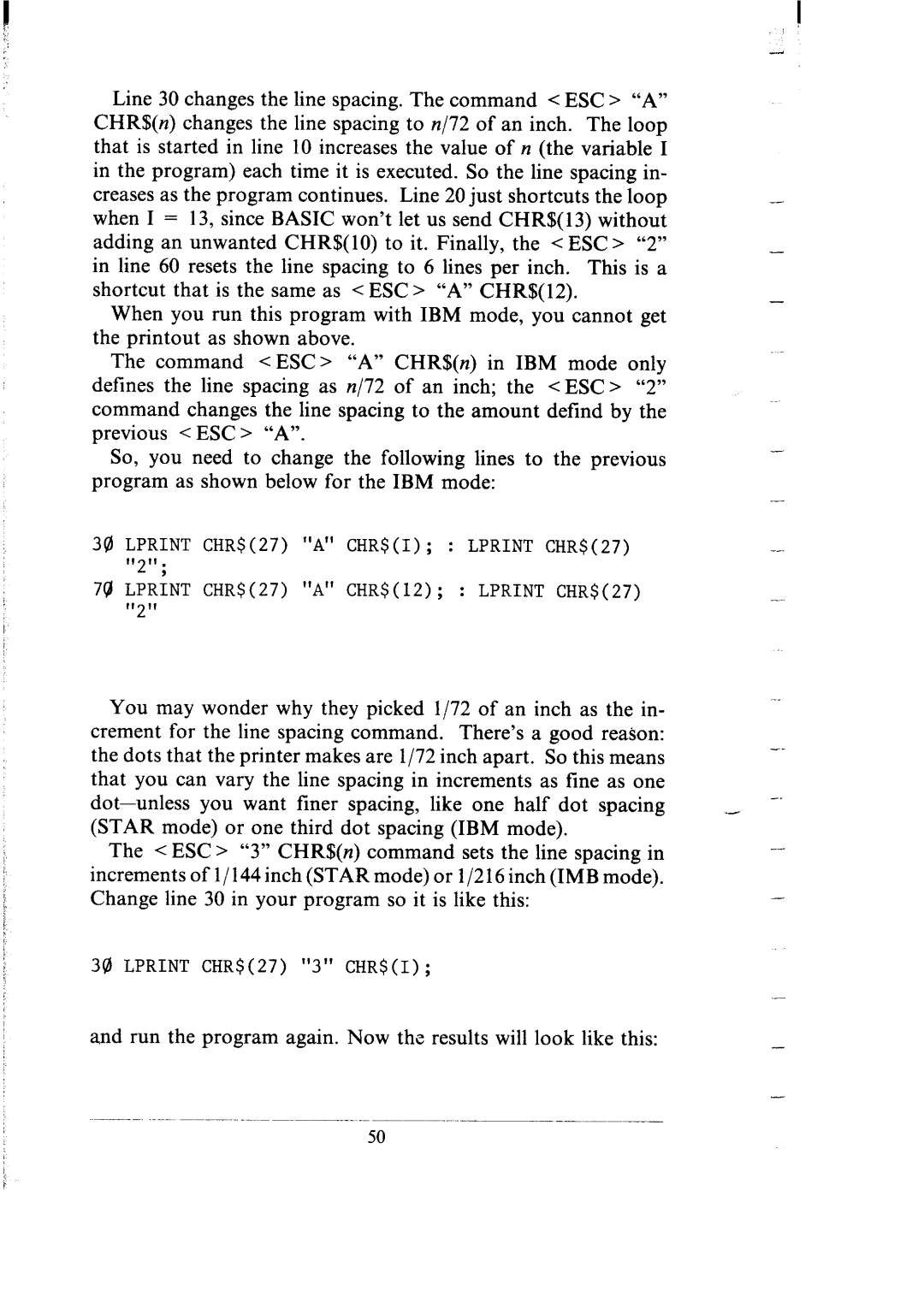 Star Micronics SR-10/I5 user manual You Want finer Spacing Like one half dot 