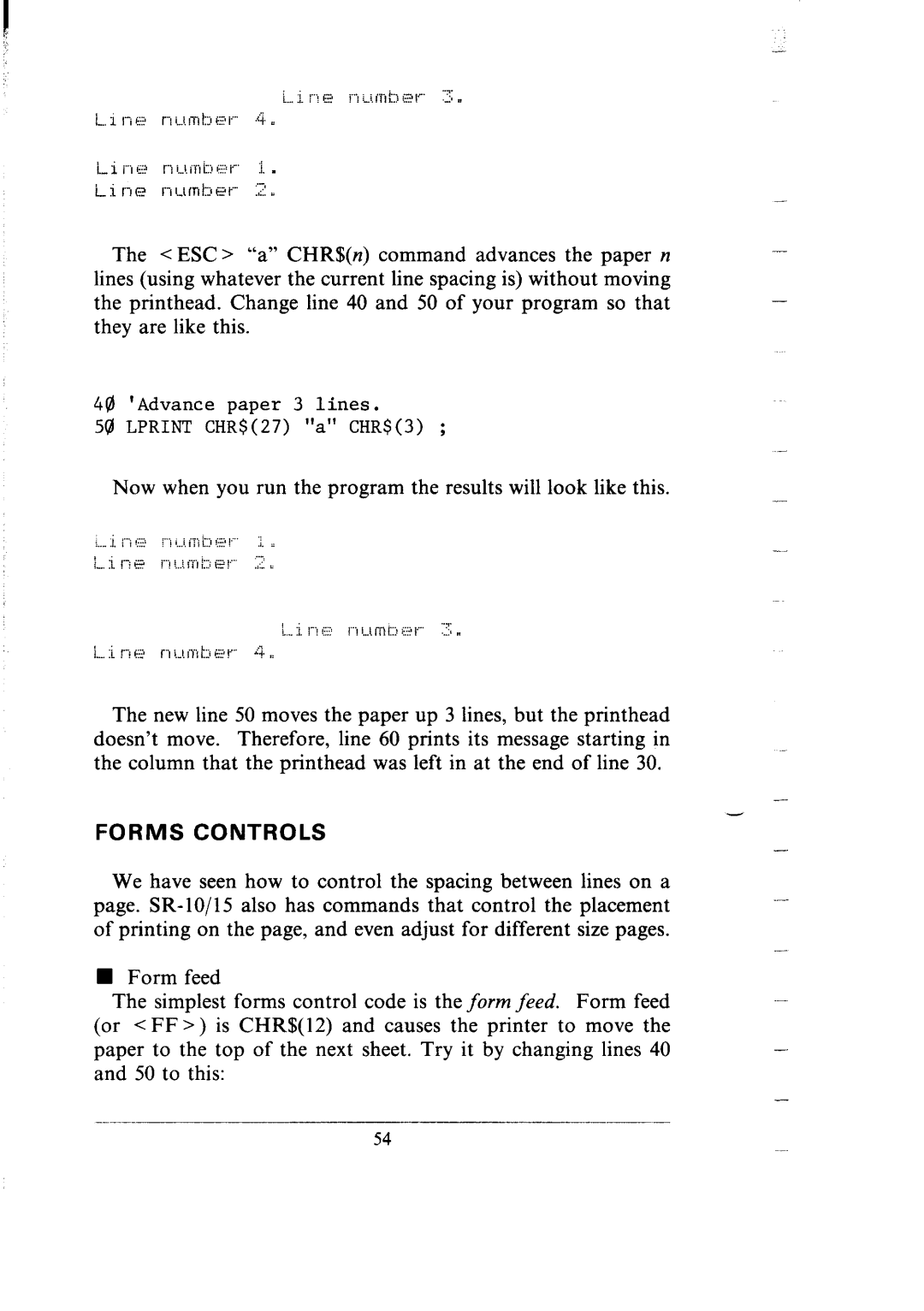 Star Micronics SR-10/I5 user manual Forms Controls 