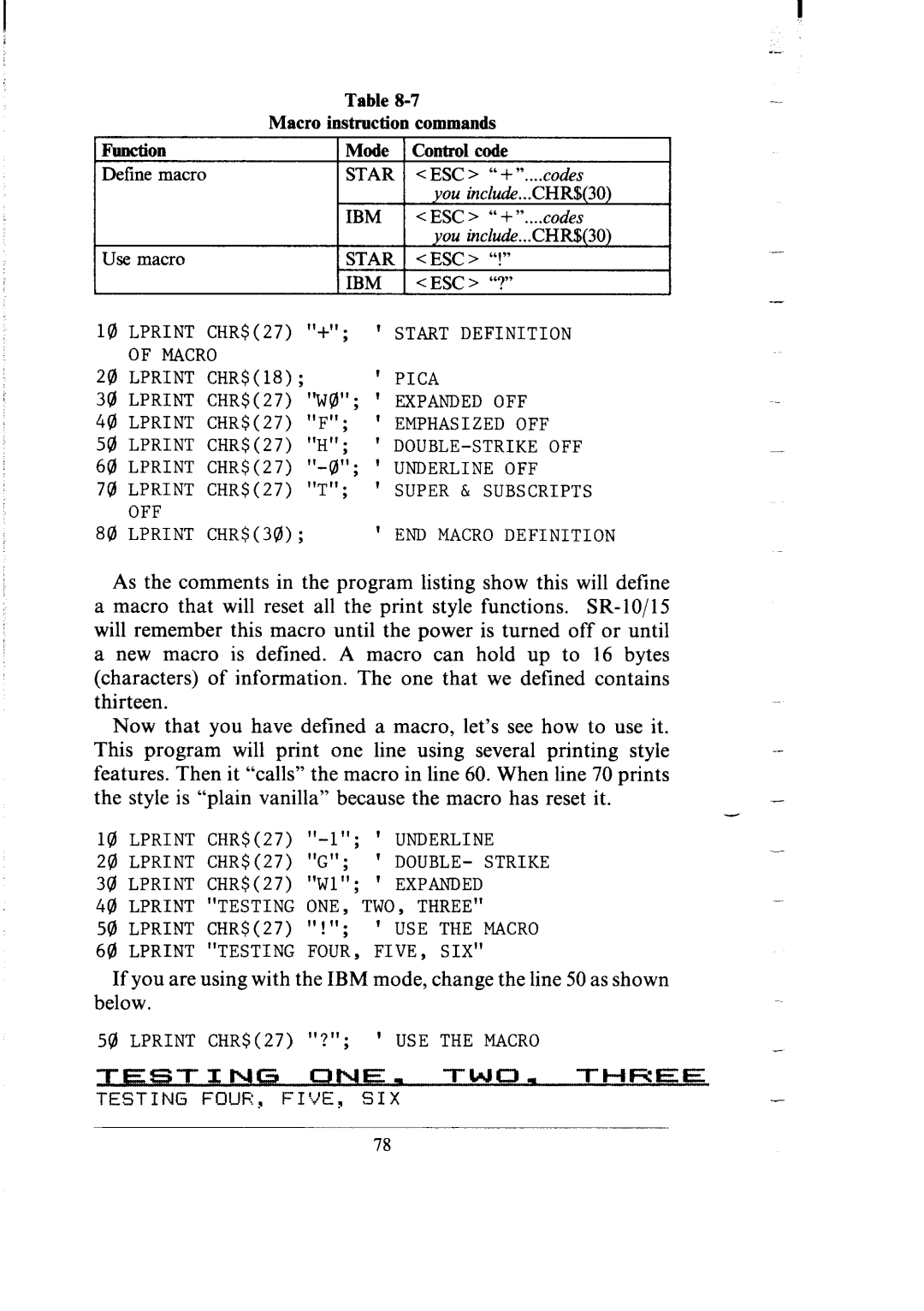 Star Micronics SR-10/I5 user manual Define macro 