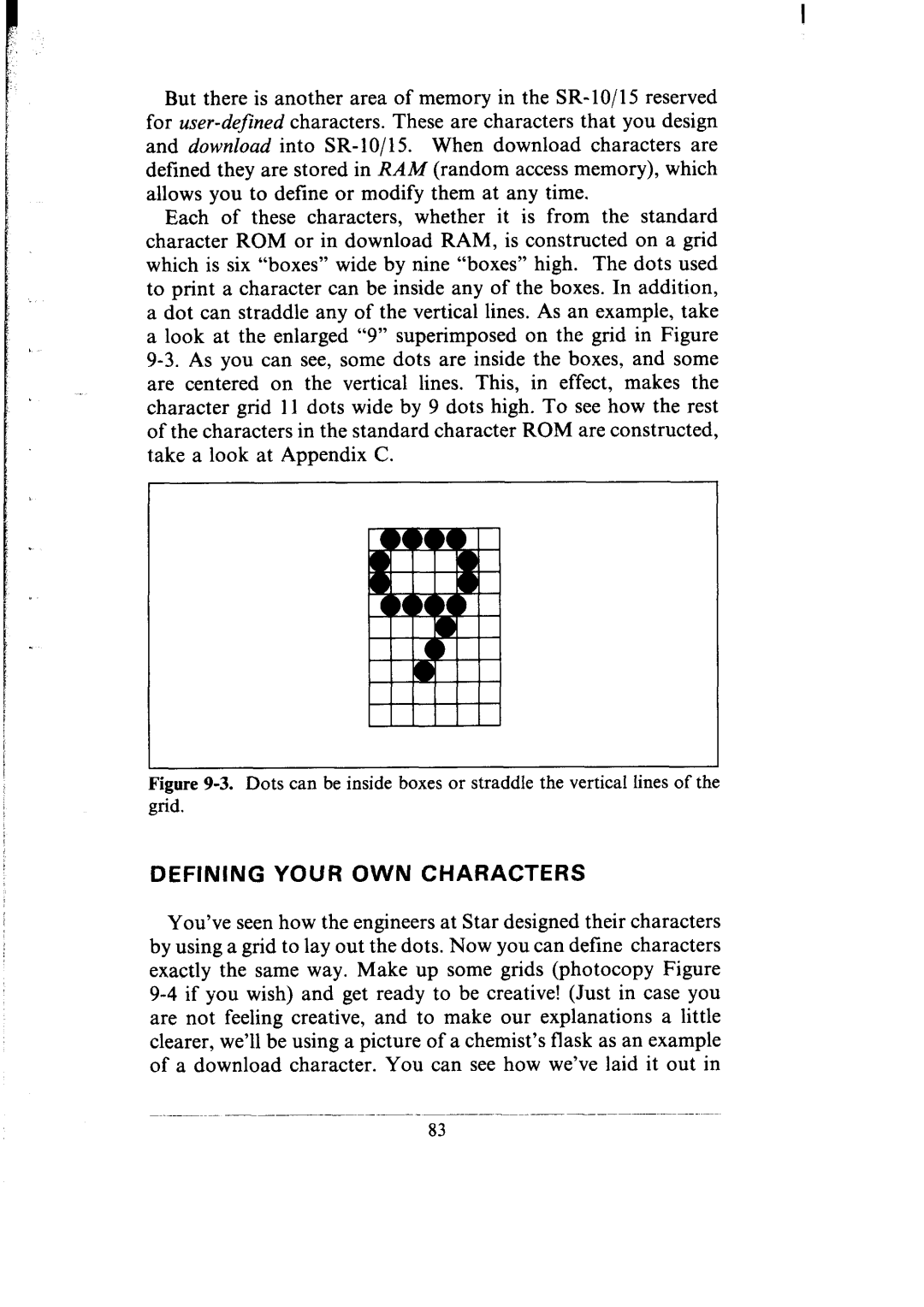 Star Micronics SR-10/I5 user manual Defining Your OWN Characters 