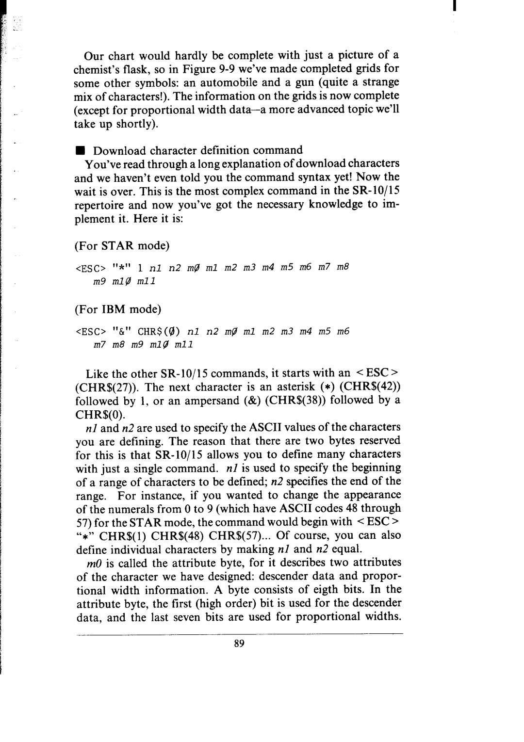 Star Micronics SR-10/I5 user manual For IBM mode 