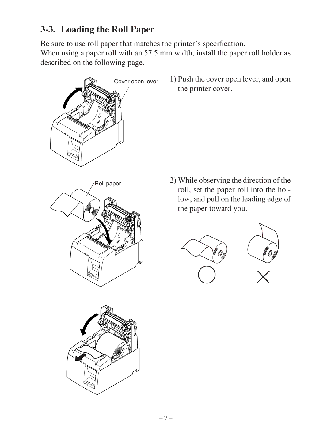 Star Micronics TSP100 manual Loading the Roll Paper 