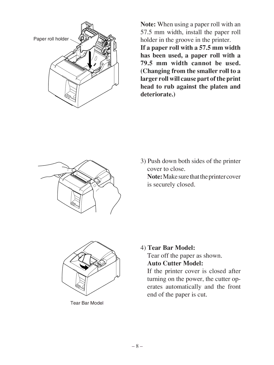 Star Micronics TSP100 manual Tear Bar Model 