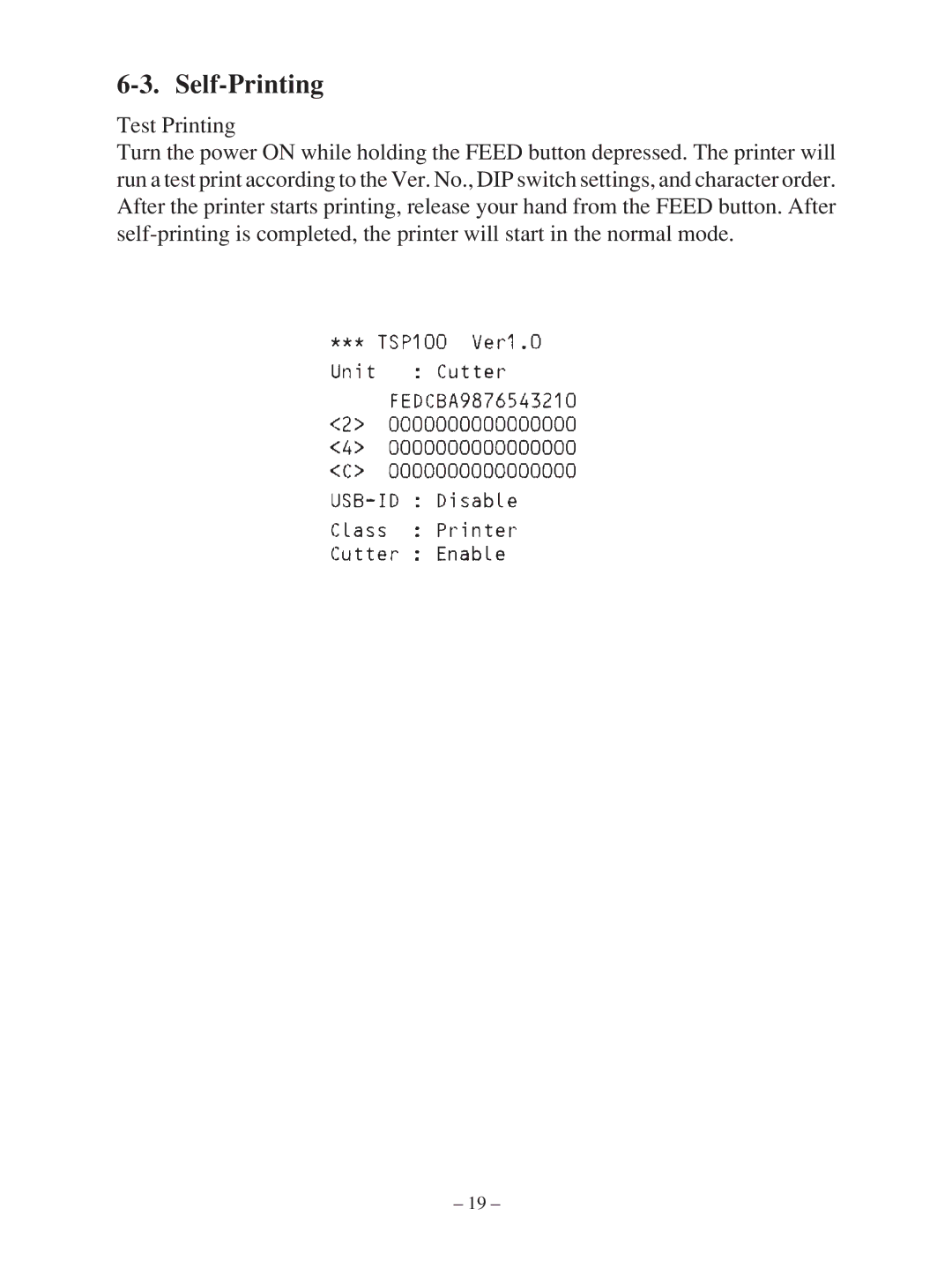 Star Micronics TSP100 manual Self-Printing 