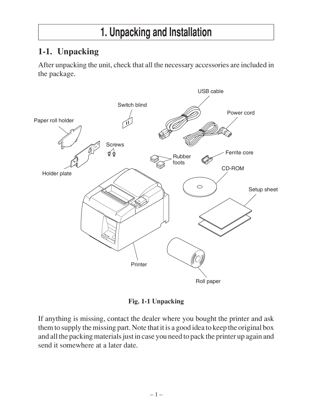 Star Micronics TSP100 manual Unpacking and Installation 