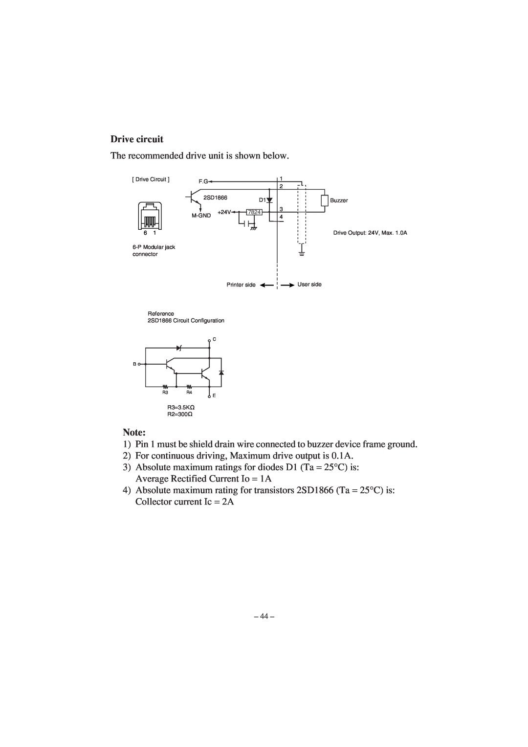Star Micronics TSP1000 user manual Drive circuit 