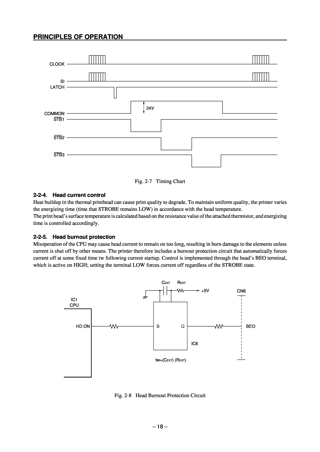 Star Micronics TSP200 technical manual Principles Of Operation, 7 Timing Chart 