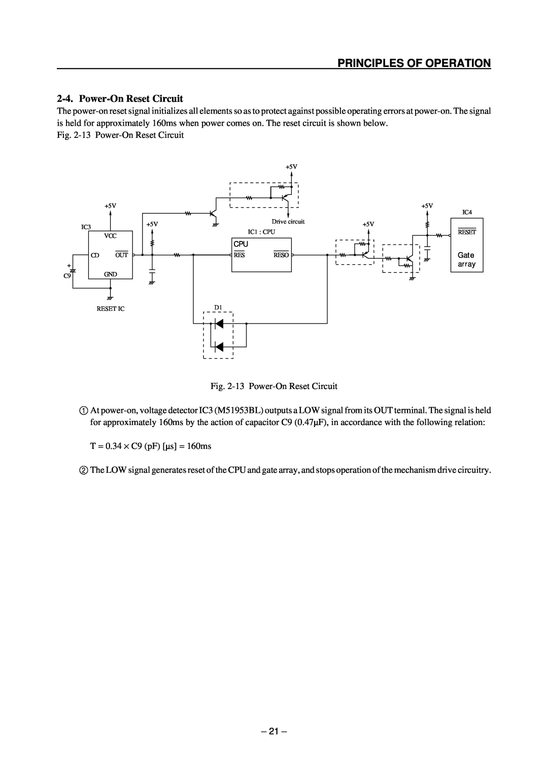 Star Micronics TSP200 technical manual Power-On Reset Circuit, Principles Of Operation 