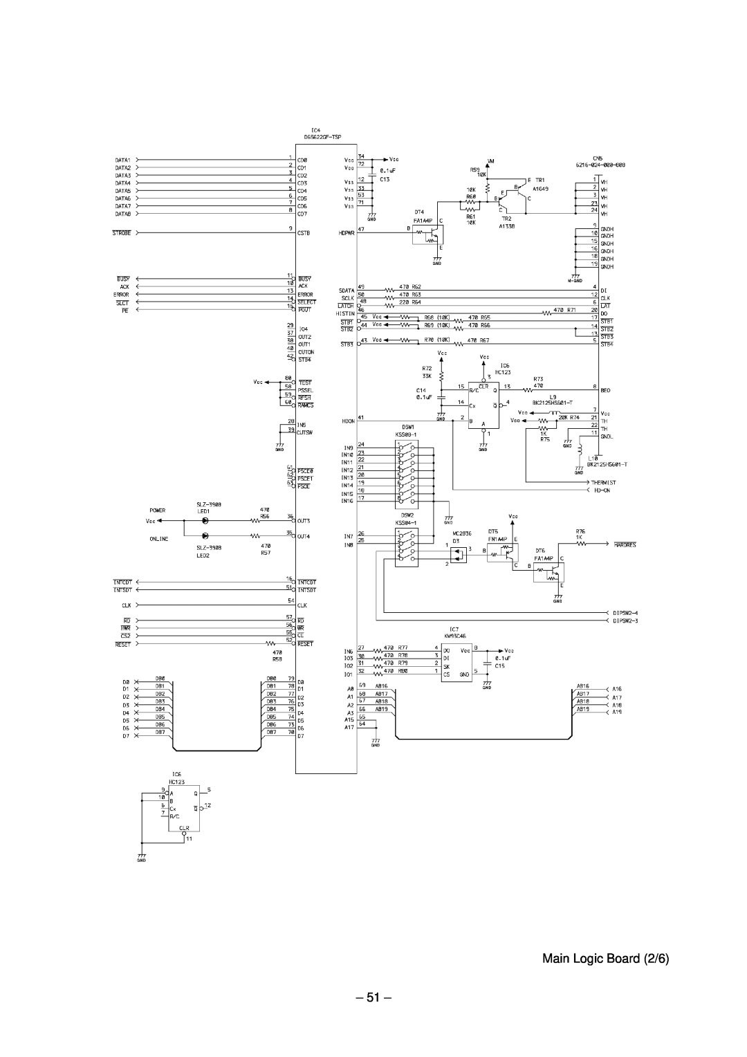 Star Micronics TSP200 technical manual Main Logic Board 2/6 