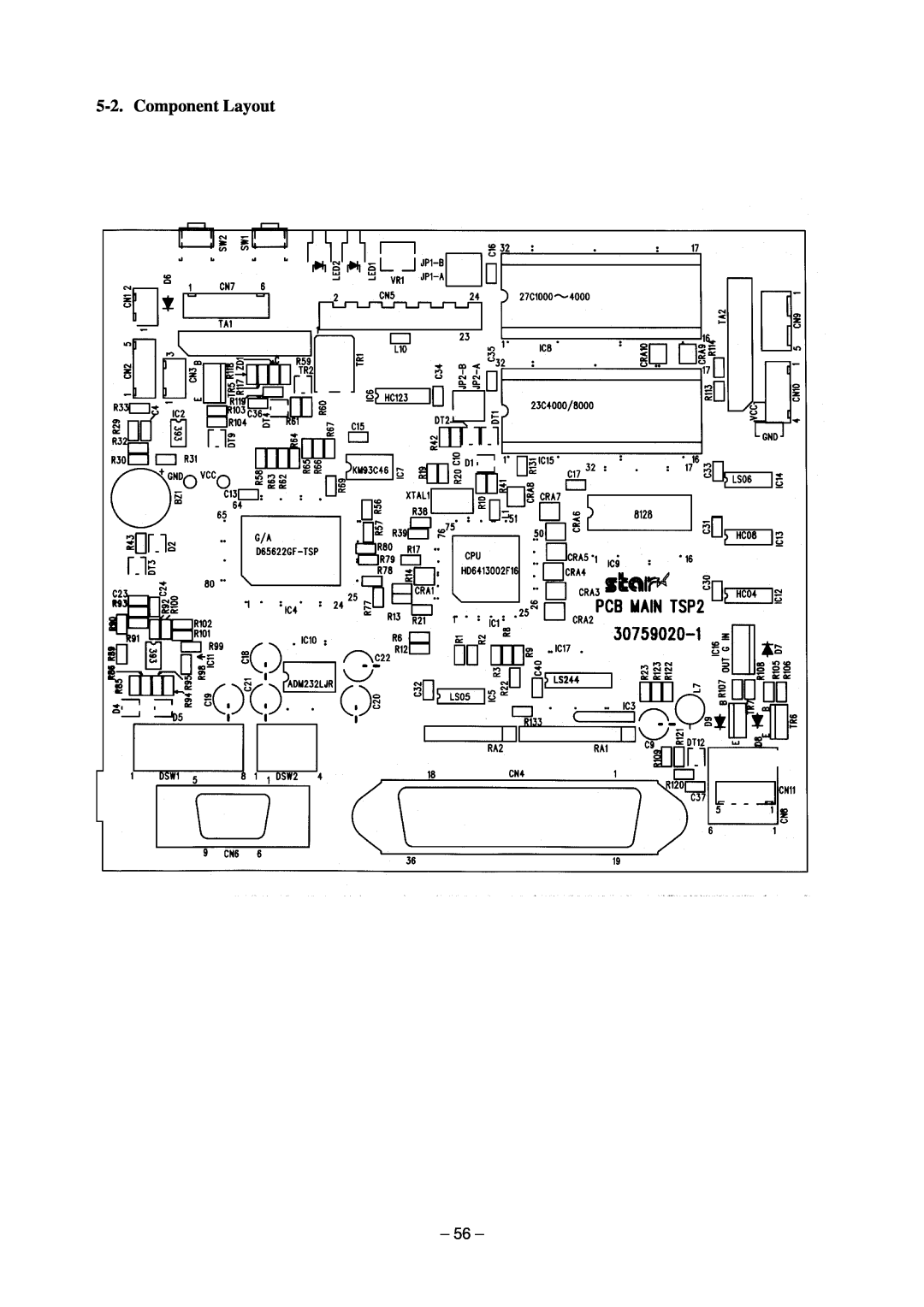 Star Micronics TSP200 technical manual Component Layout 