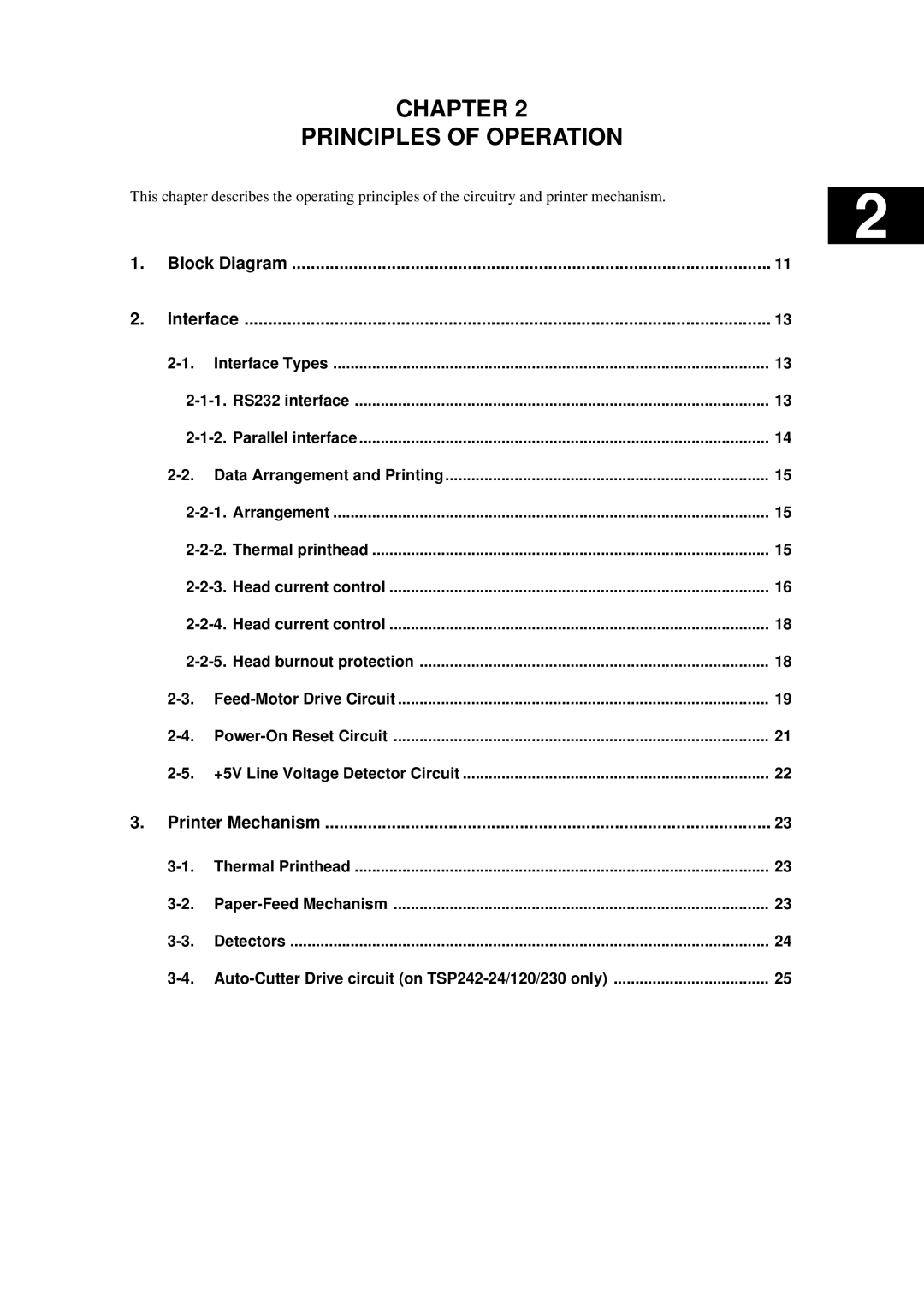 Star Micronics TSP200 technical manual Chapter Principles of Operation 