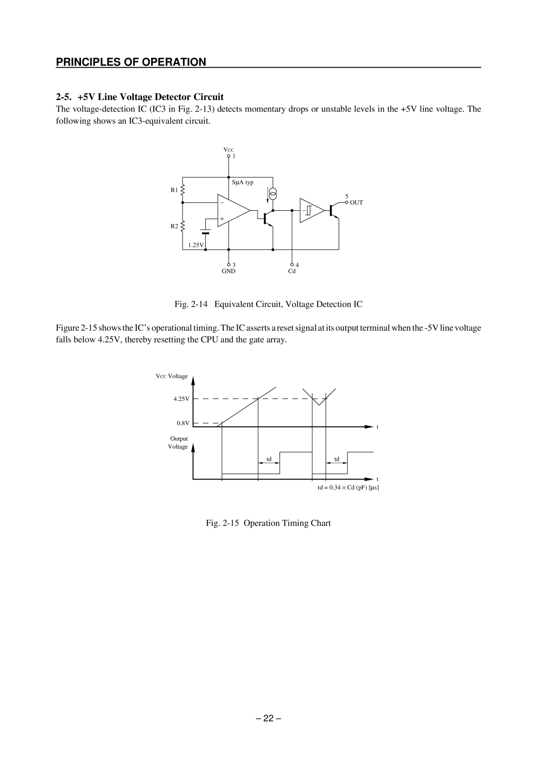 Star Micronics TSP200 technical manual +5V Line Voltage Detector Circuit, Equivalent Circuit, Voltage Detection IC 