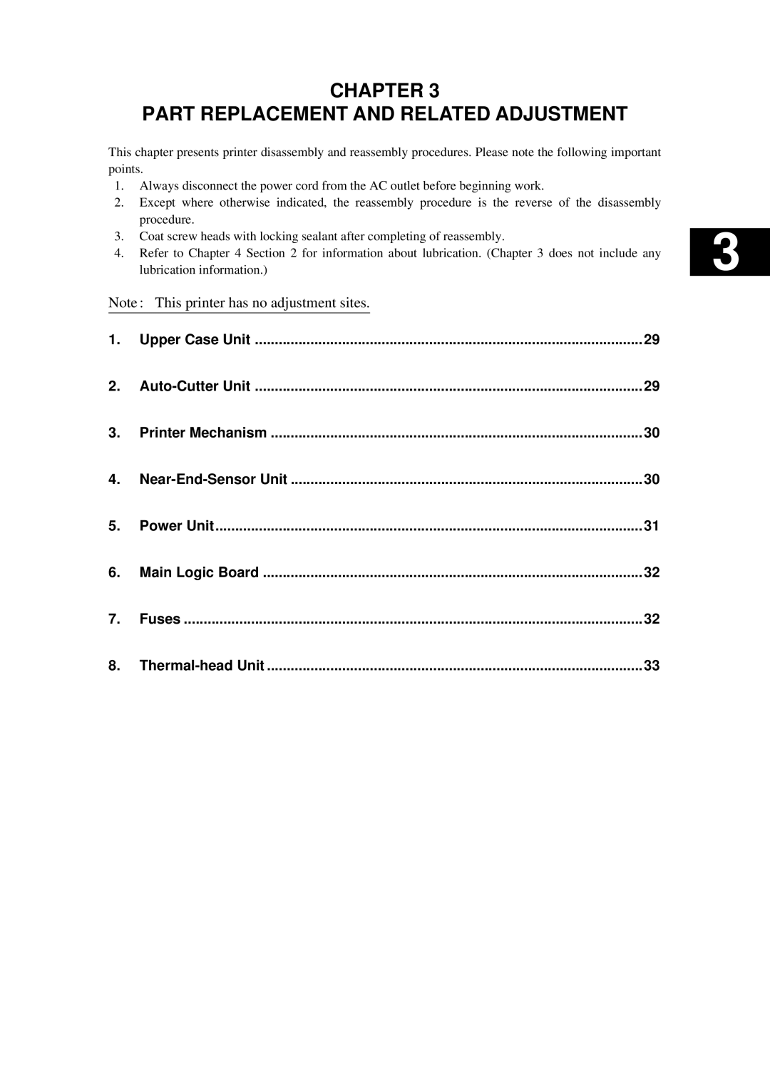 Star Micronics TSP200 technical manual Chapter Part Replacement and Related Adjustment 