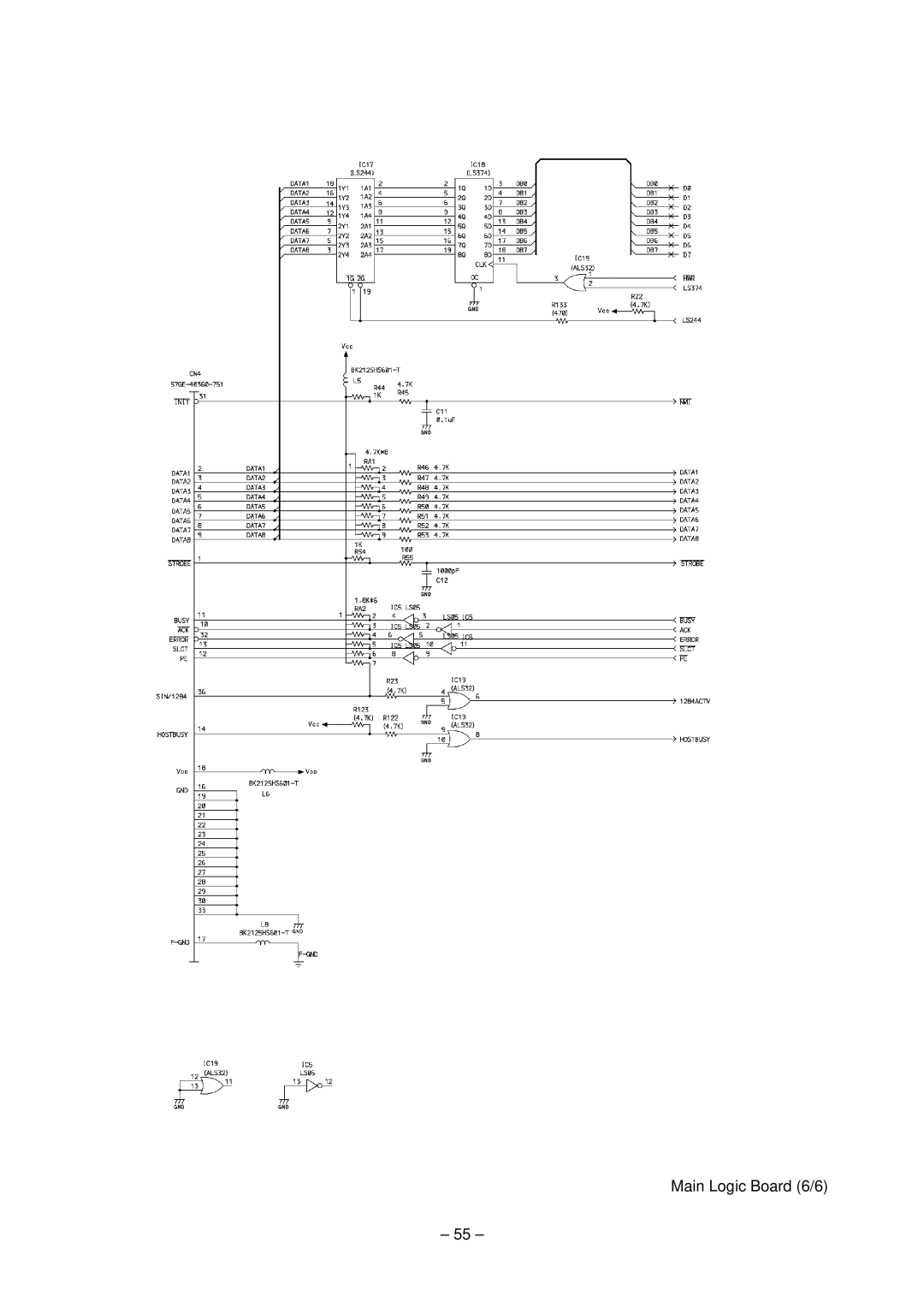 Star Micronics TSP200 technical manual Main Logic Board 6/6 